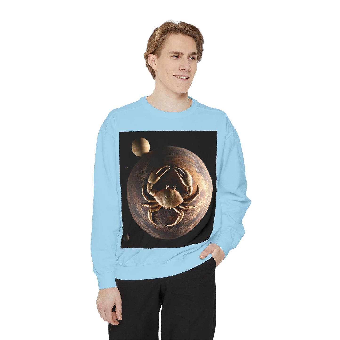 Garment-Dyed Sweatshirt, Unisex, Space Animal Design v1, Cancer
