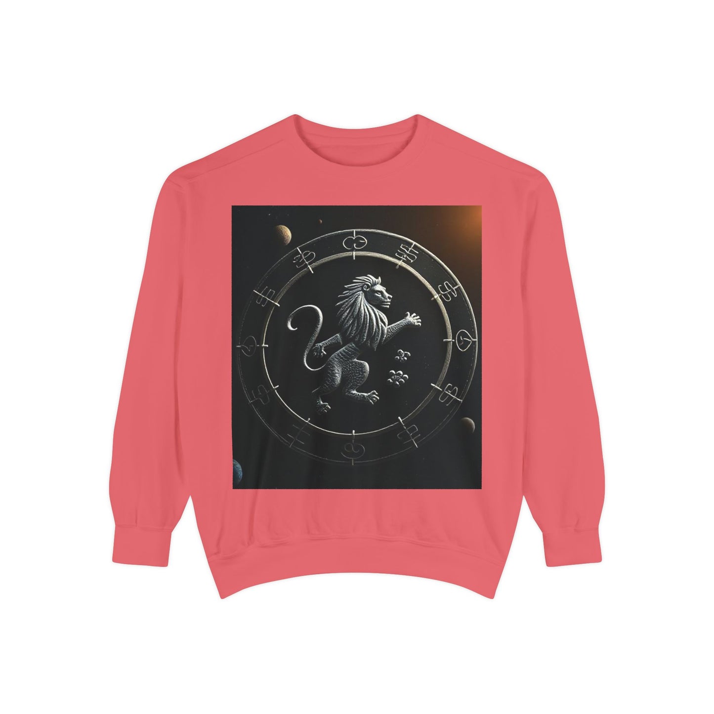Garment-Dyed Sweatshirt, Unisex, Space Animal Design, Leo