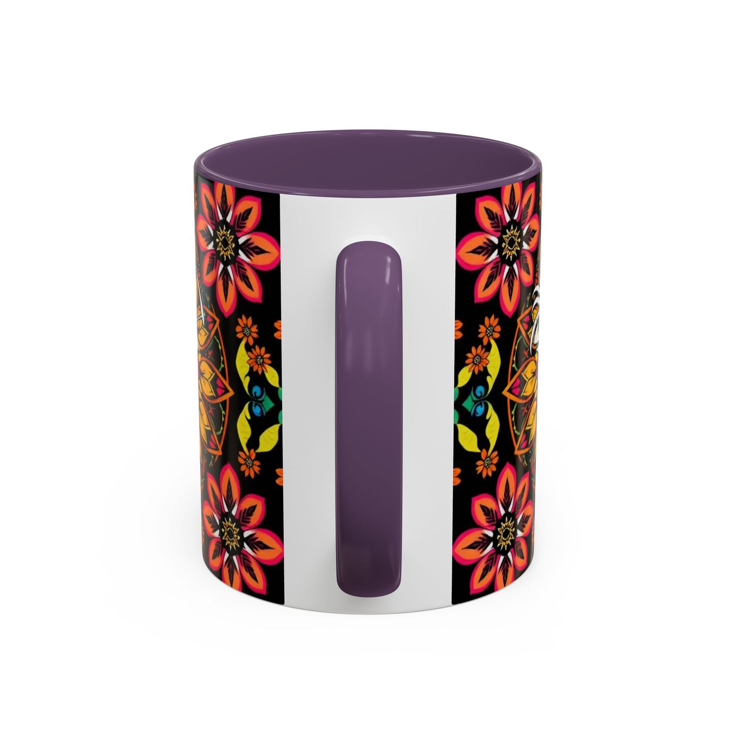 Accent Coffee Mug, Sagittarius, Zodiac v2. Flower Pattern, (11, 15oz)