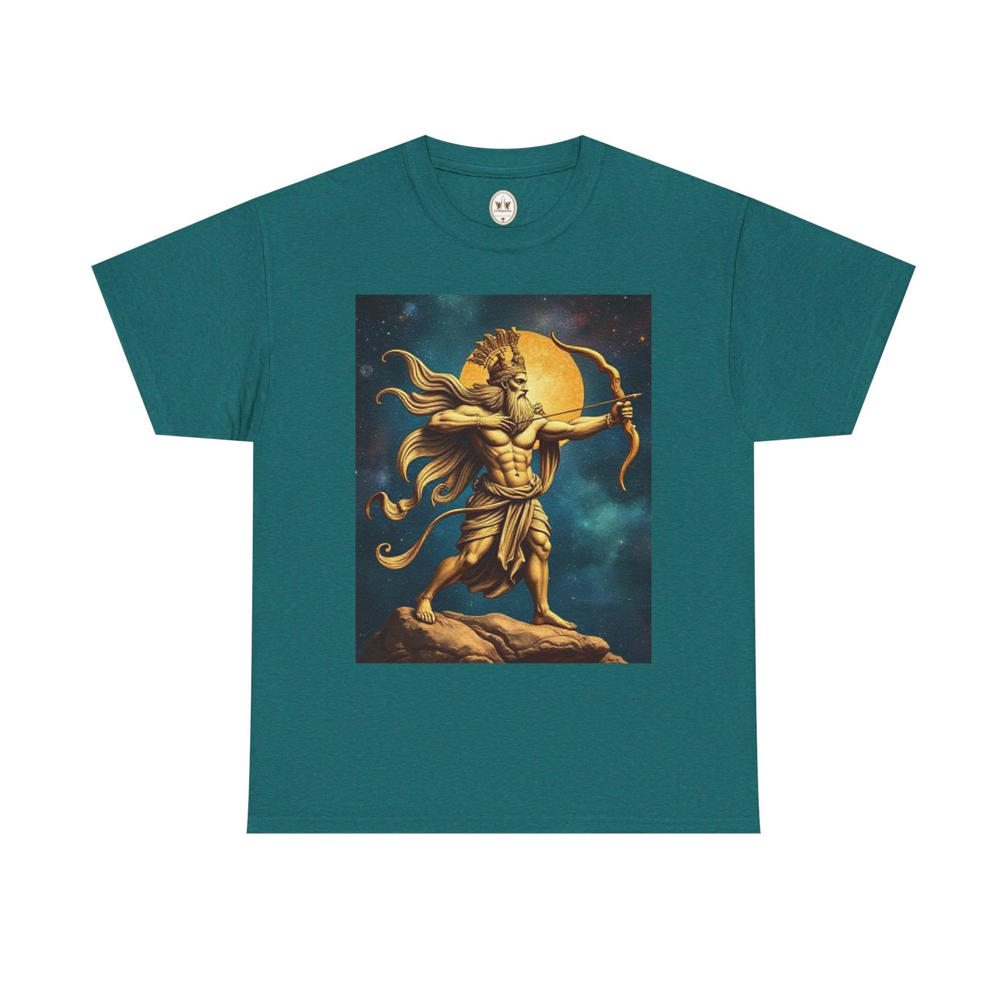 Unisex Heavy Cotton T-Shirt, Midnight Arrow v1, Sagittarius Zodiac Design