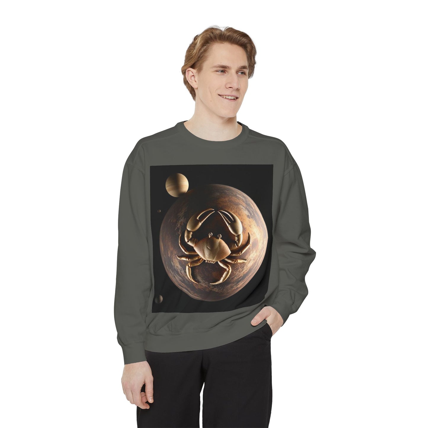 Garment-Dyed Sweatshirt, Unisex, Space Animal Design v1, Cancer