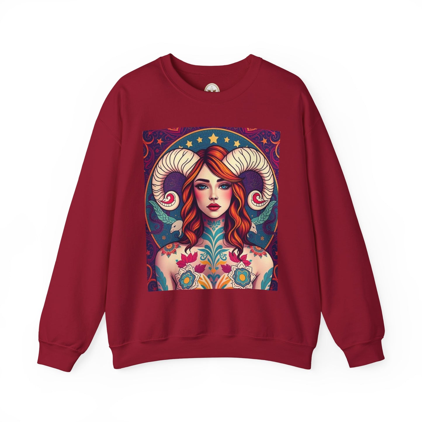 Unisex Heavy Blend™ Crewneck Sweatshirt, Aries, Zodiac v1, Sexy Pattern