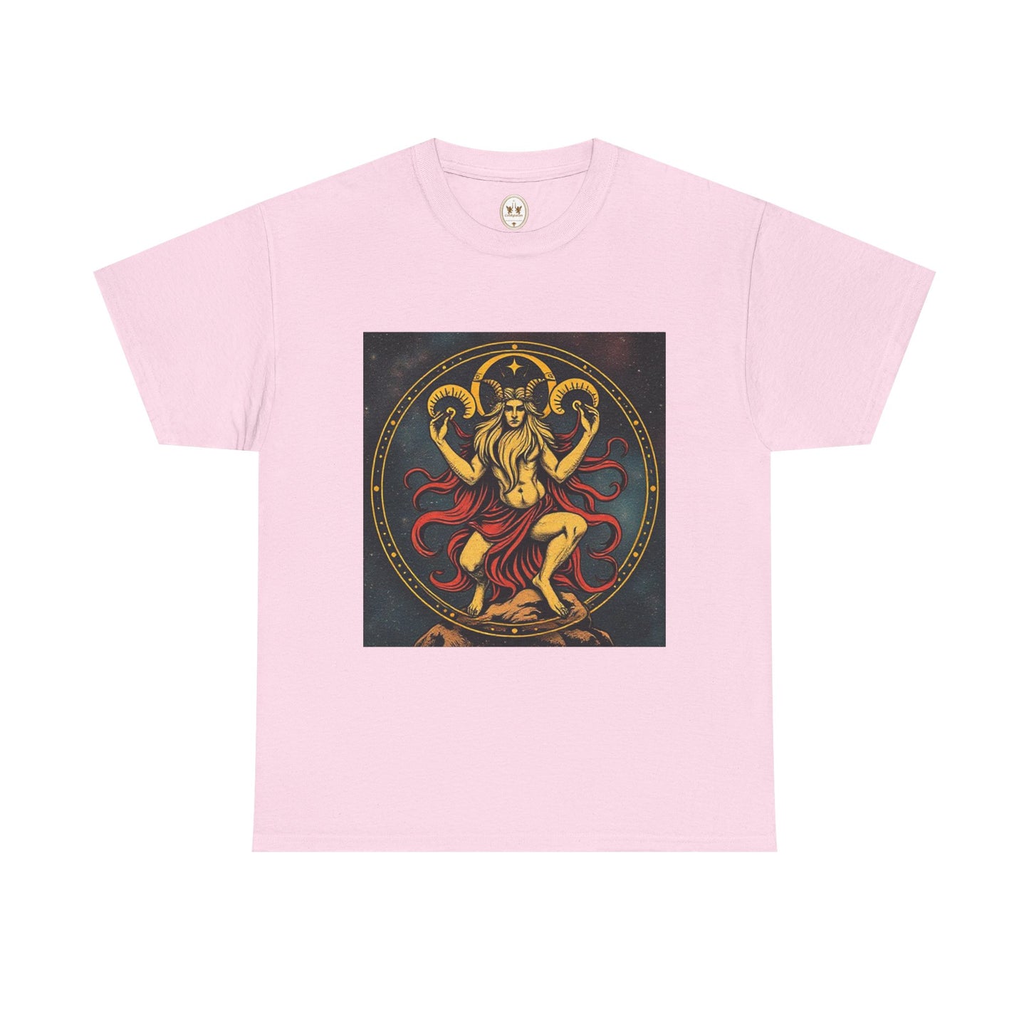 Unisex Heavy Cotton T-Shirt, Aries God 2v, Zodiac Design