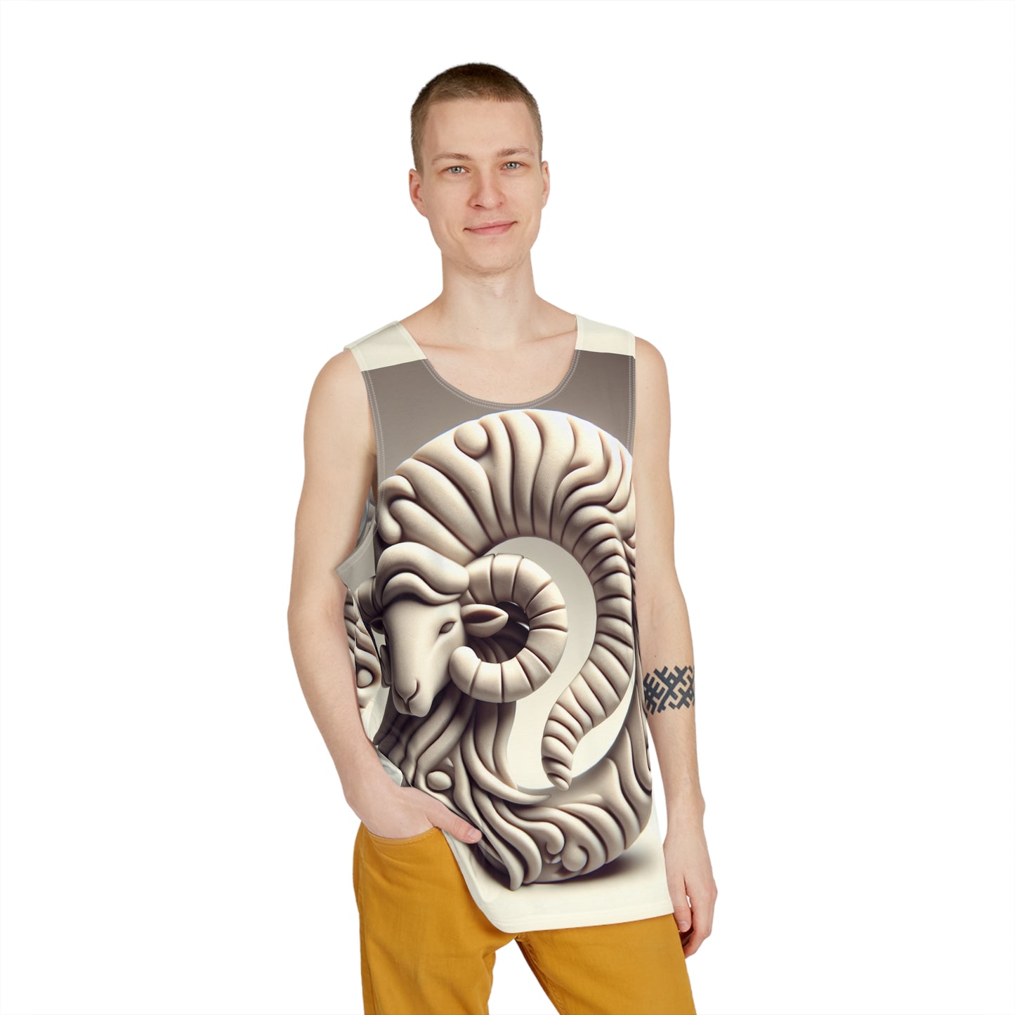 Men's Tank (AOP), Regular fit, Stone Aries Zodiac Design