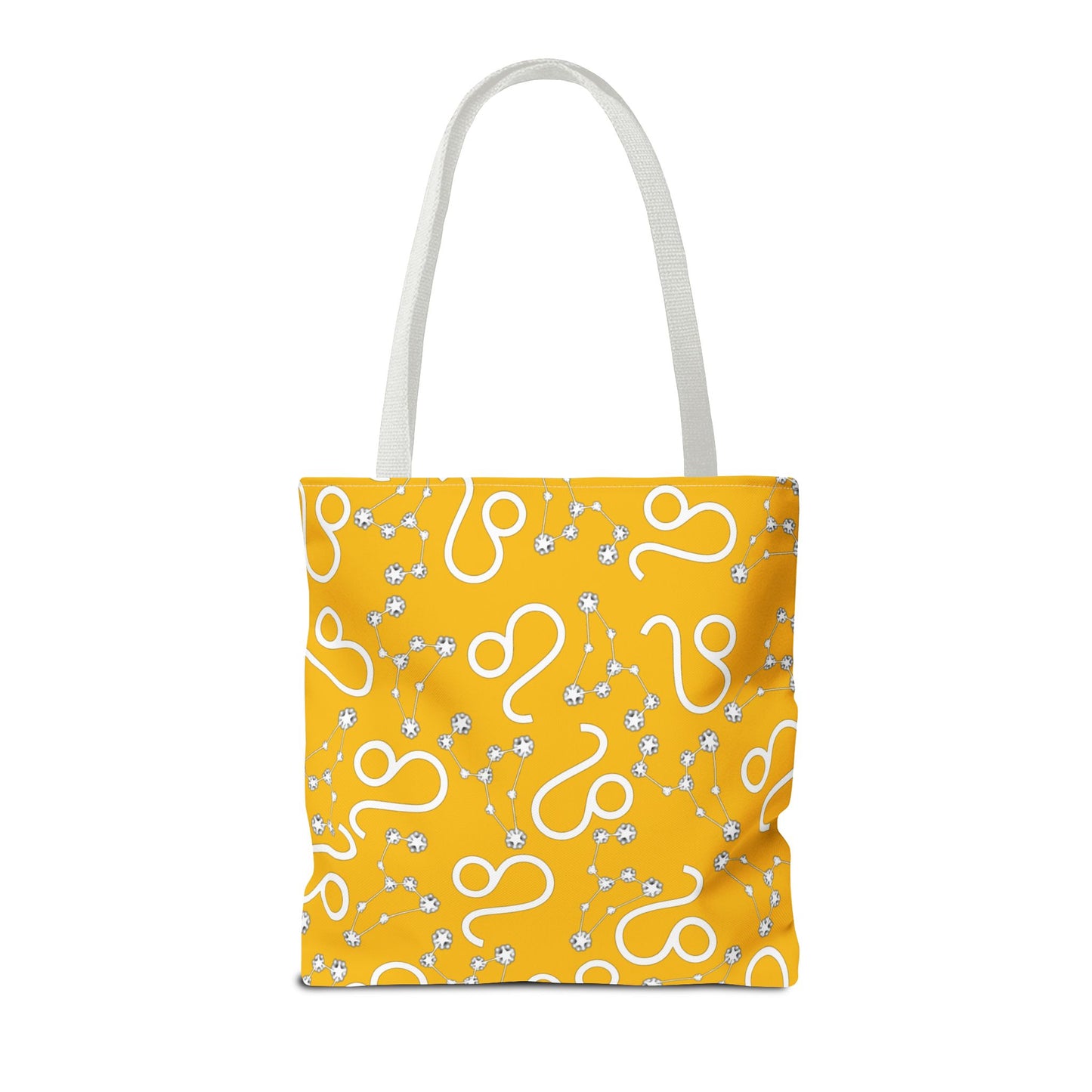 Tote Bag, Leo Zodiac Sign, AOP, (Yellow, White)