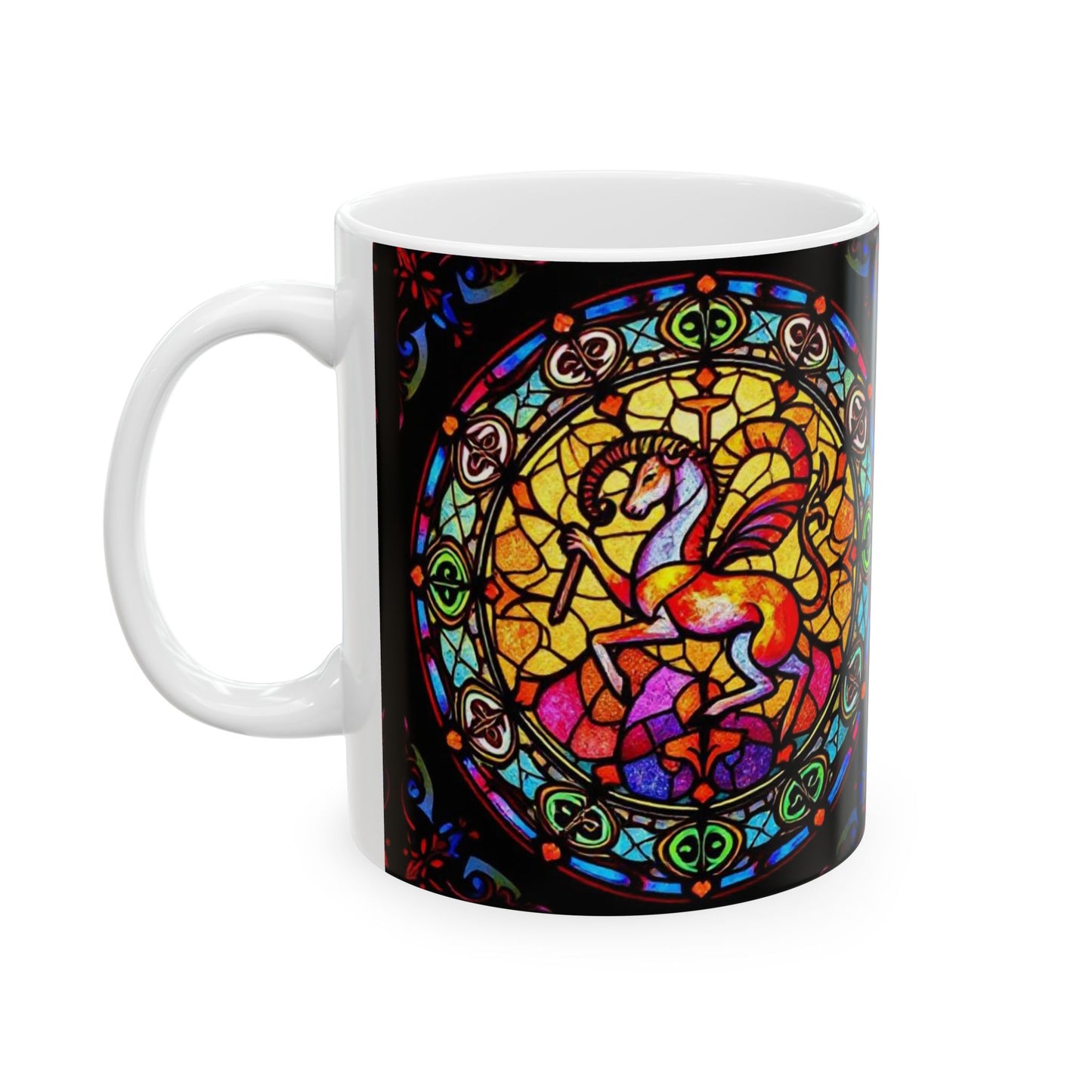 Ceramic Mug, (11oz, 15oz), Ceramic Coffee Mug, AOP, Glass Design, Aries Zodiac