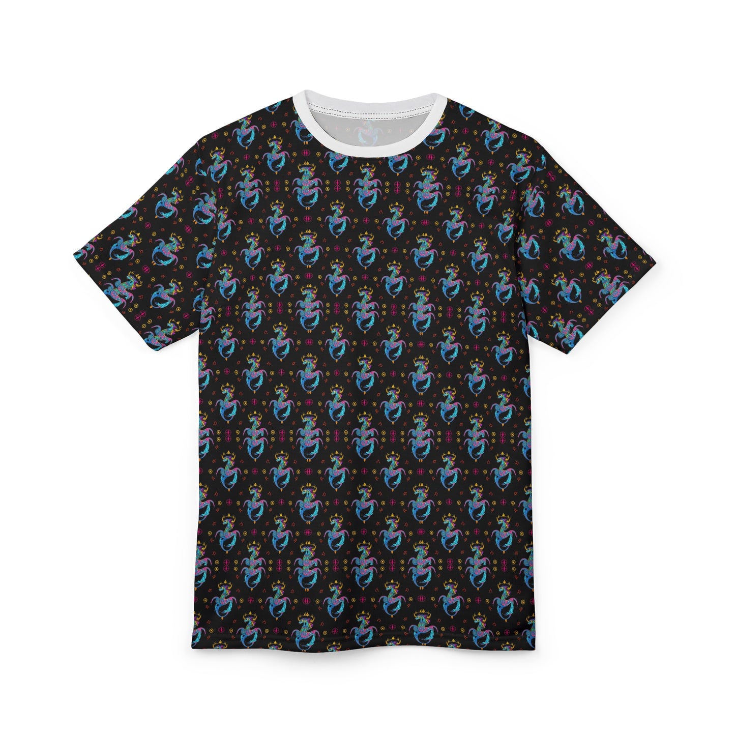 Unisex Cut & Sew T-Shirt, (AOP) Aquarius, Zodiac v1, Jewels Pattern