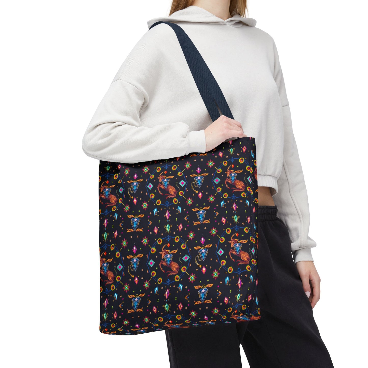 Tote Bag (AOP), Capricorn, Zodiac v1, Jewel Pattern