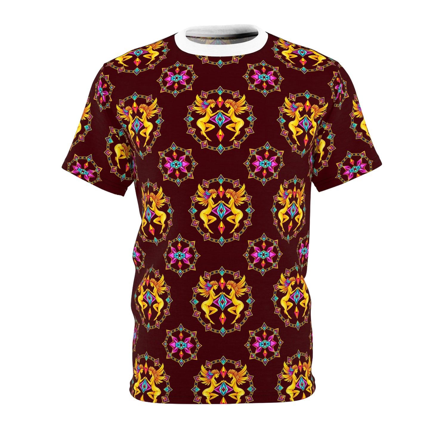 Unisex Cut & Sew T-Shirt, (AOP), Gemini, Zodiac v3, Jewels Pattern