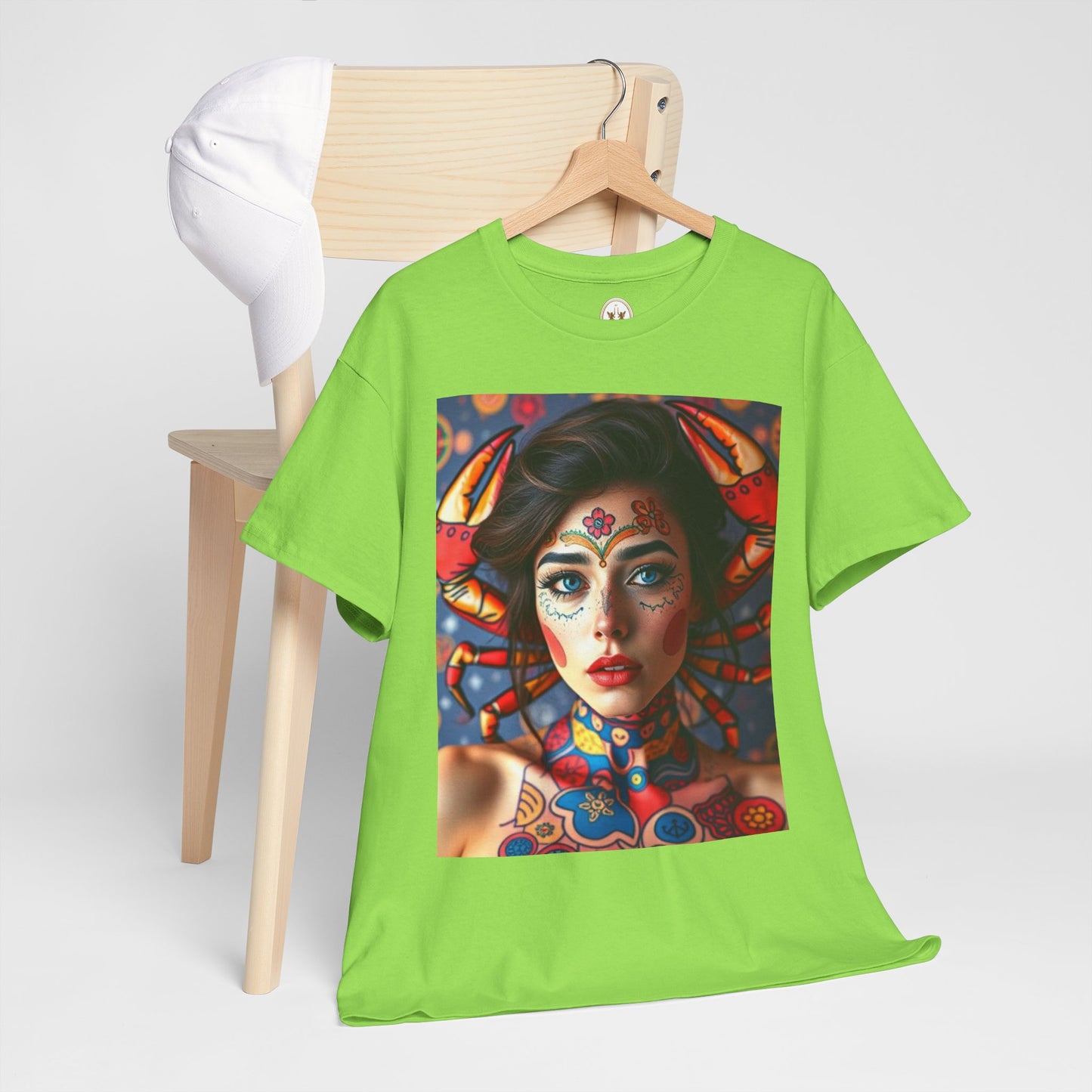 Unisex Heavy Cotton T-Shirt, Cancer, Zodiac v1, Sexy Art