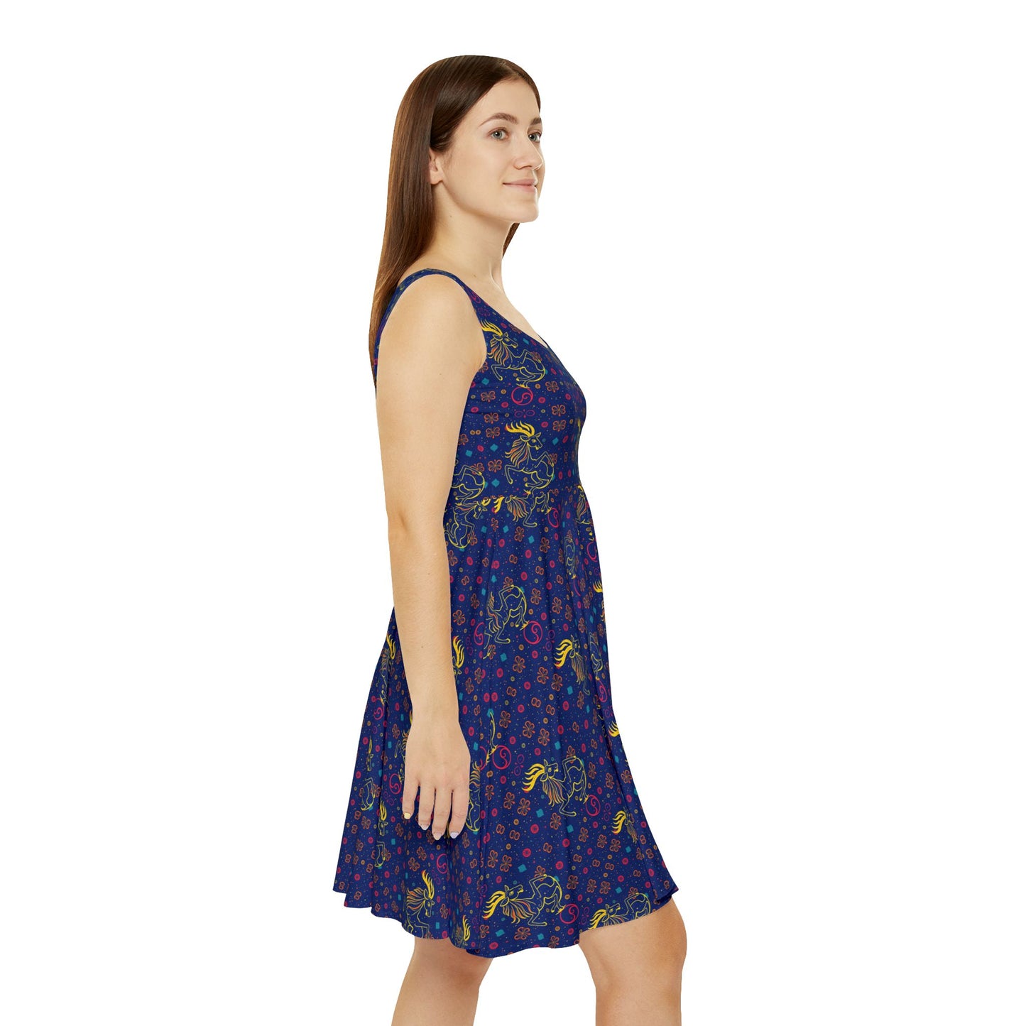 Women's Skater Dress, AOP, Zodiac, Aquarius, Pattern