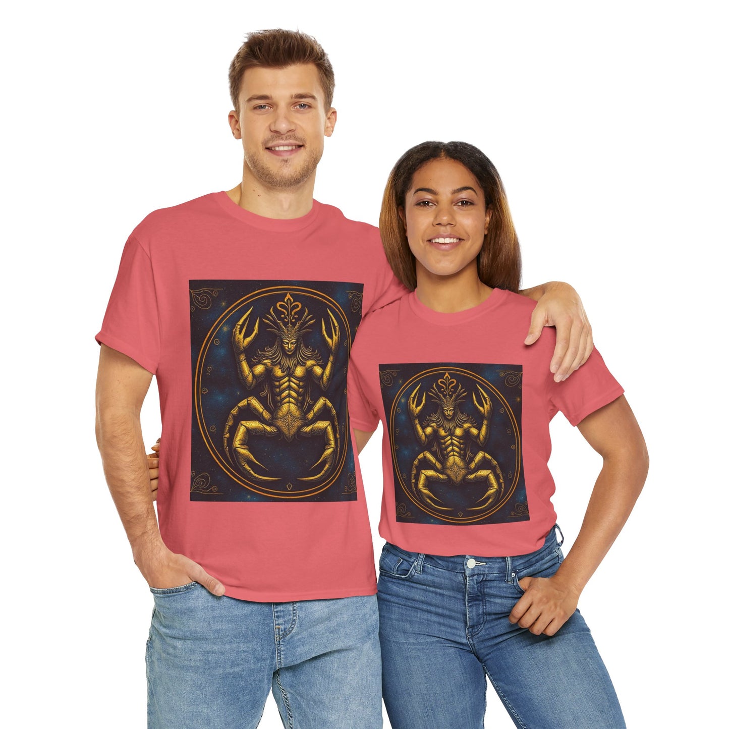 Unisex Heavy Cotton T-Shirt, Scorpion King 1v, Cancer Zodiac Design