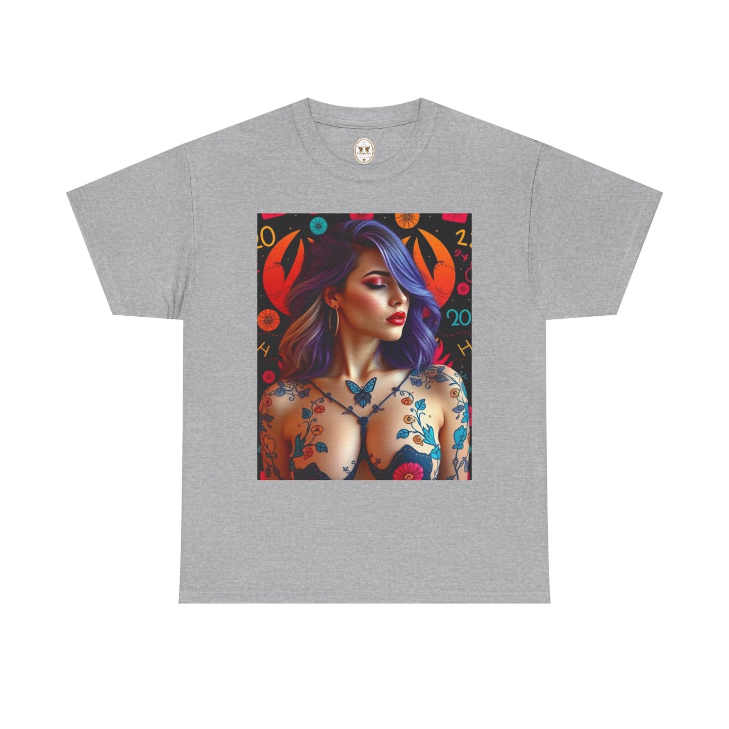 Unisex Heavy Cotton T-Shirt, Cancer, Zodiac, Sexy Art