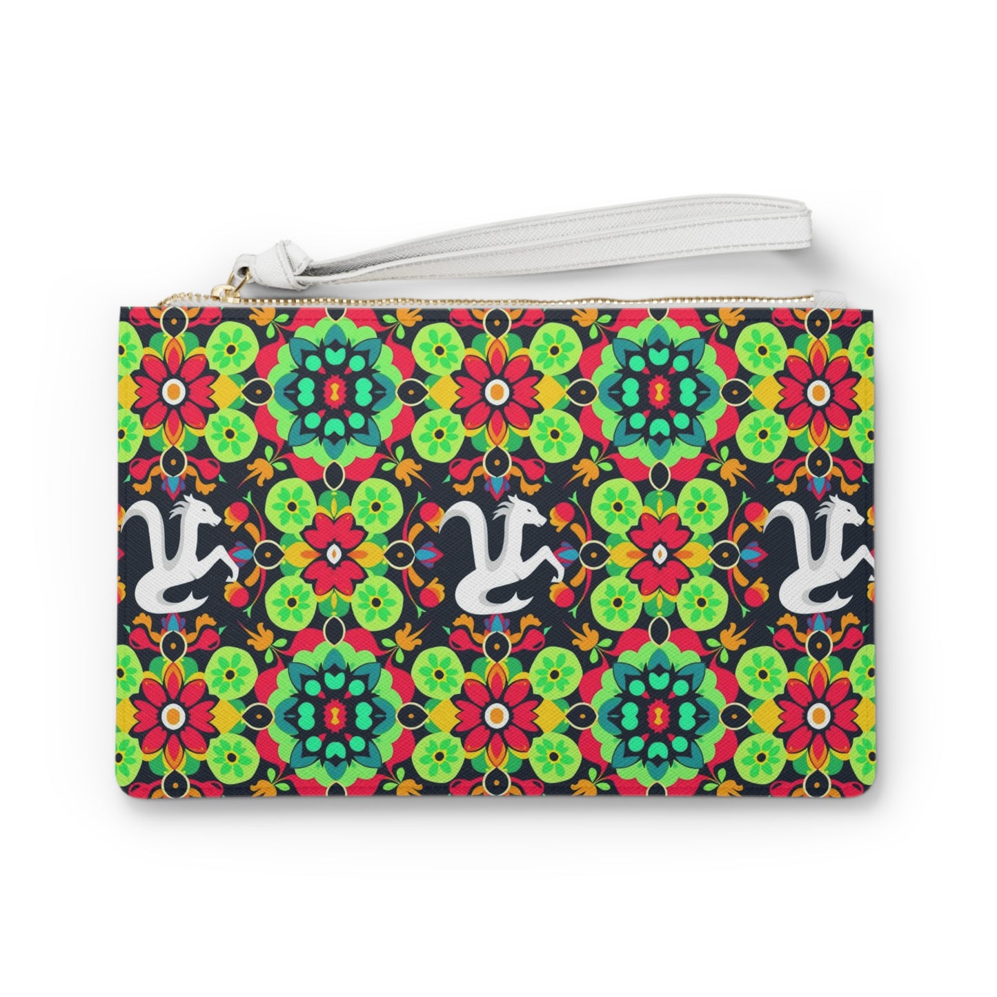 Clutch Bag, Aquarius, Zodiac v3, Flower Pattern