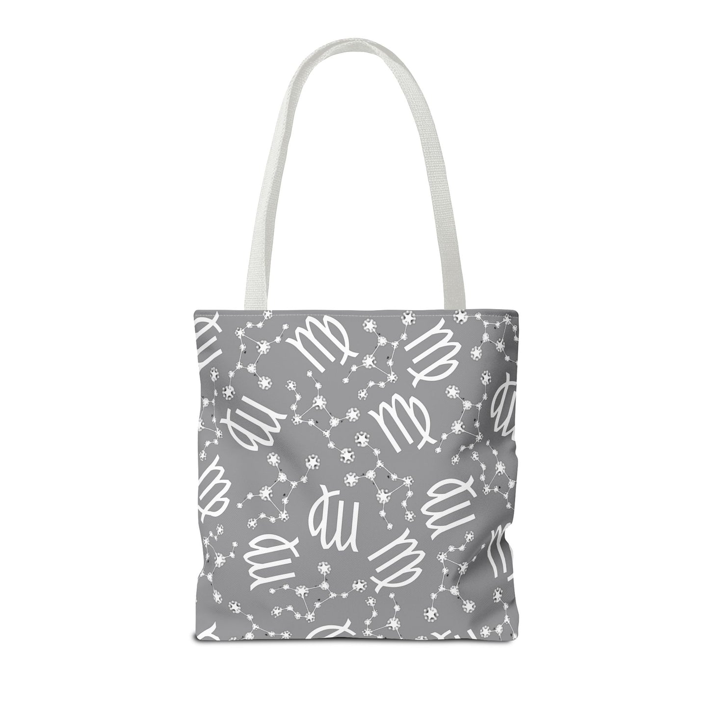 Tote Bag, Virgo Zodiac Sign, AOP, (Grey, White)