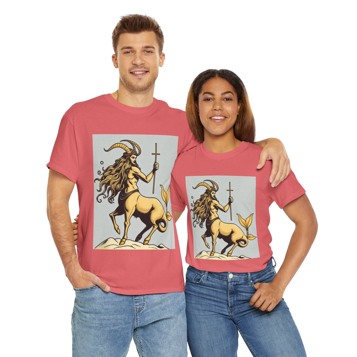 Unisex Heavy Cotton T-Shirt, Capricorn God v2, Zodiac Design