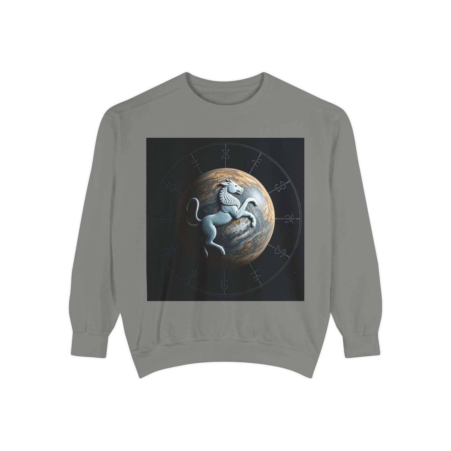 Garment-Dyed Sweatshirt, Unisex, Space Animal Design, Aquarius