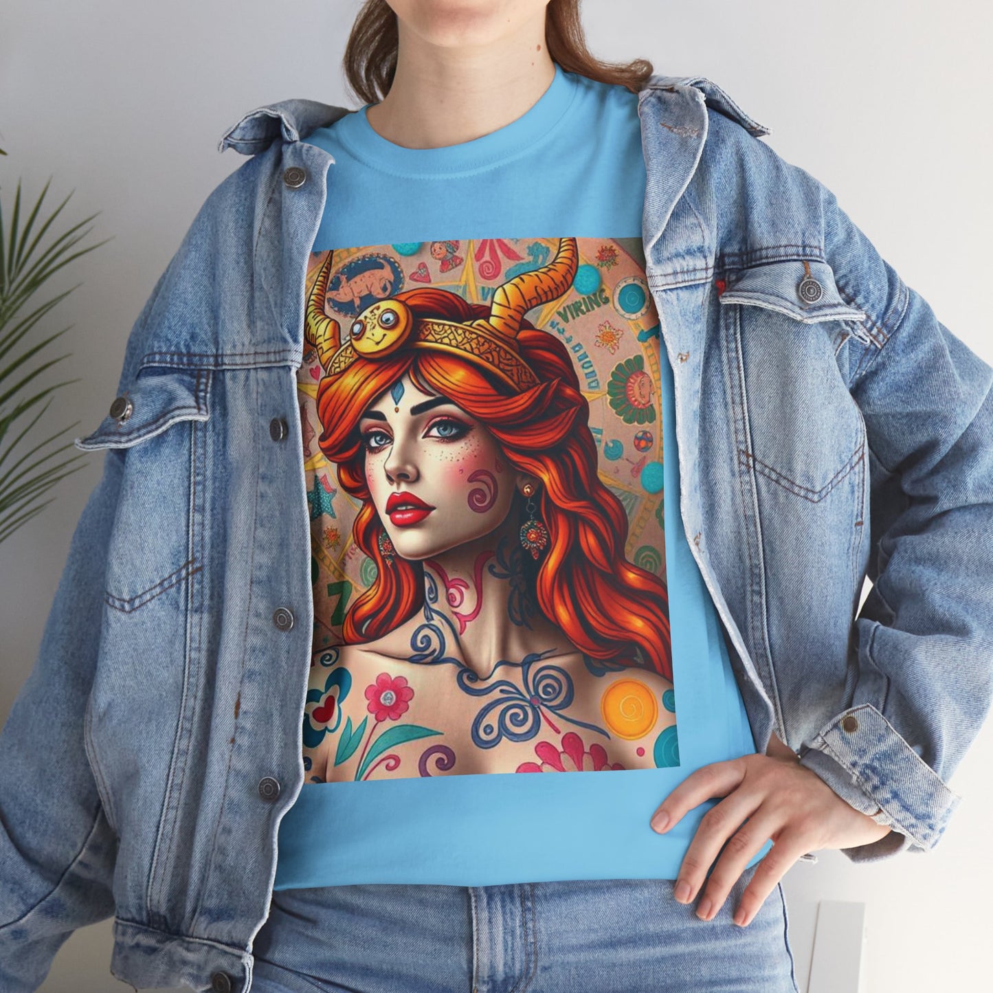 Unisex Heavy Cotton T-Shirt, Virgo, Zodiac v1, Sexy Art