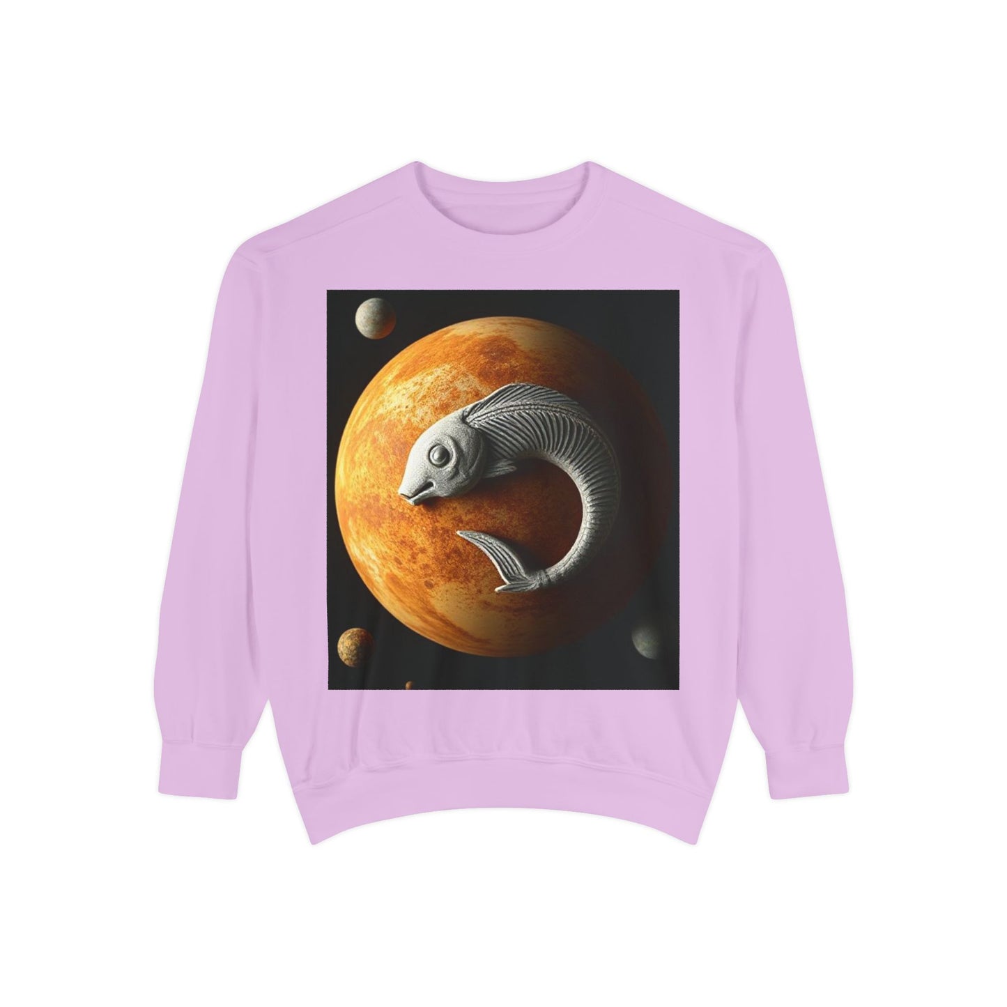 Garment-Dyed Sweatshirt, Unisex, Space Animal Design, Pisces