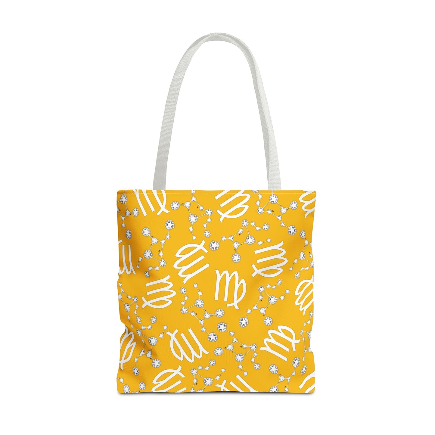Tote Bag, Virgo Zodiac Sign, AOP, (Yellow White)