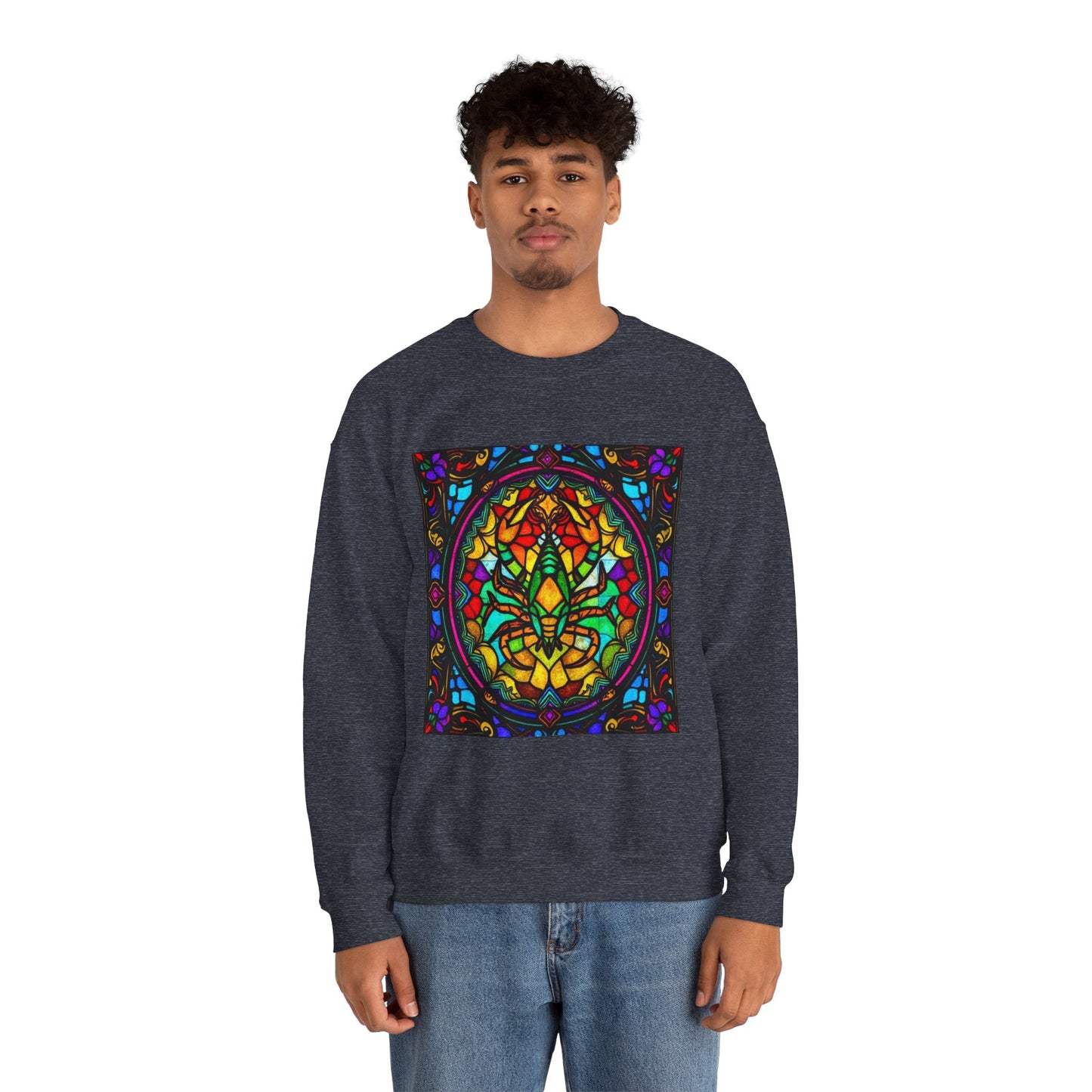 Unisex Heavy Blend™ Crewneck Sweatshirt, Glass 1, Scorpio Zodiac Design