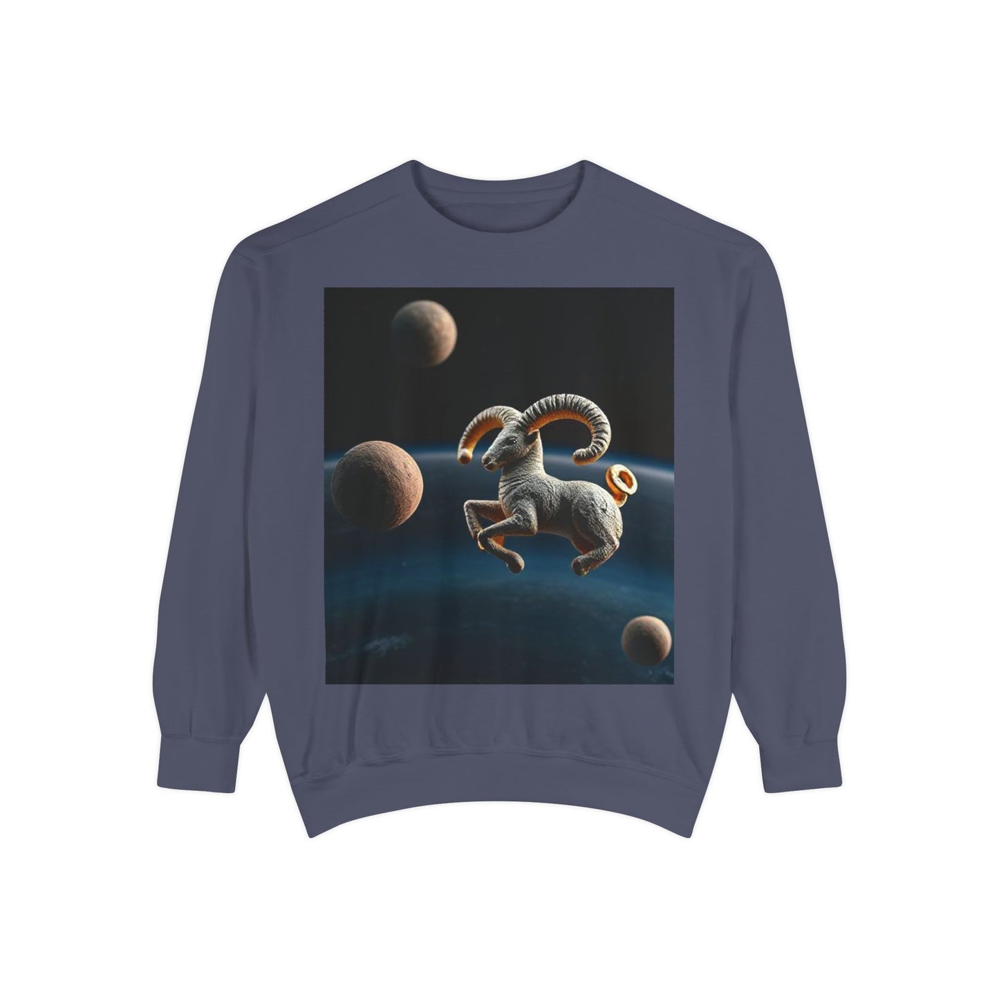 Garment-Dyed Sweatshirt, Unisex, Space Animal Design v1, Aries