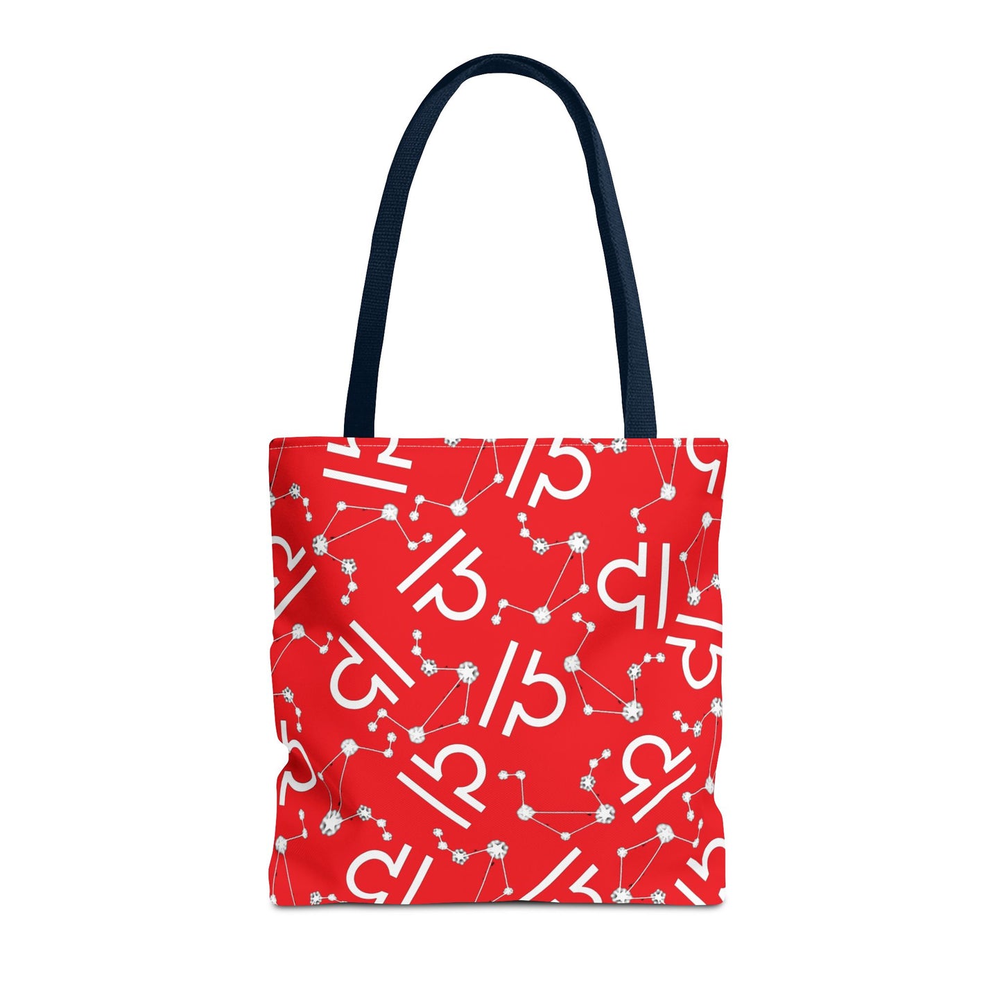 Tote Bag, Libra Zodiac Sign, AOP, (Red, White)