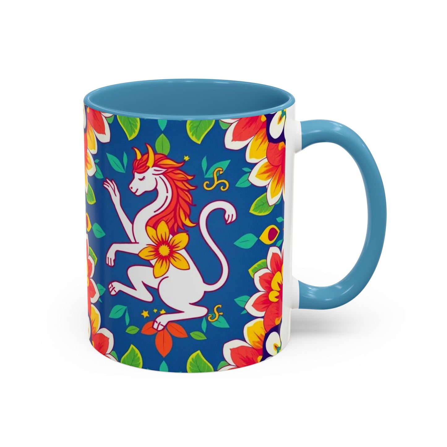 Accent Coffee Mug, Virgo, Zodiac v3. Flower Pattern, (11, 15oz)