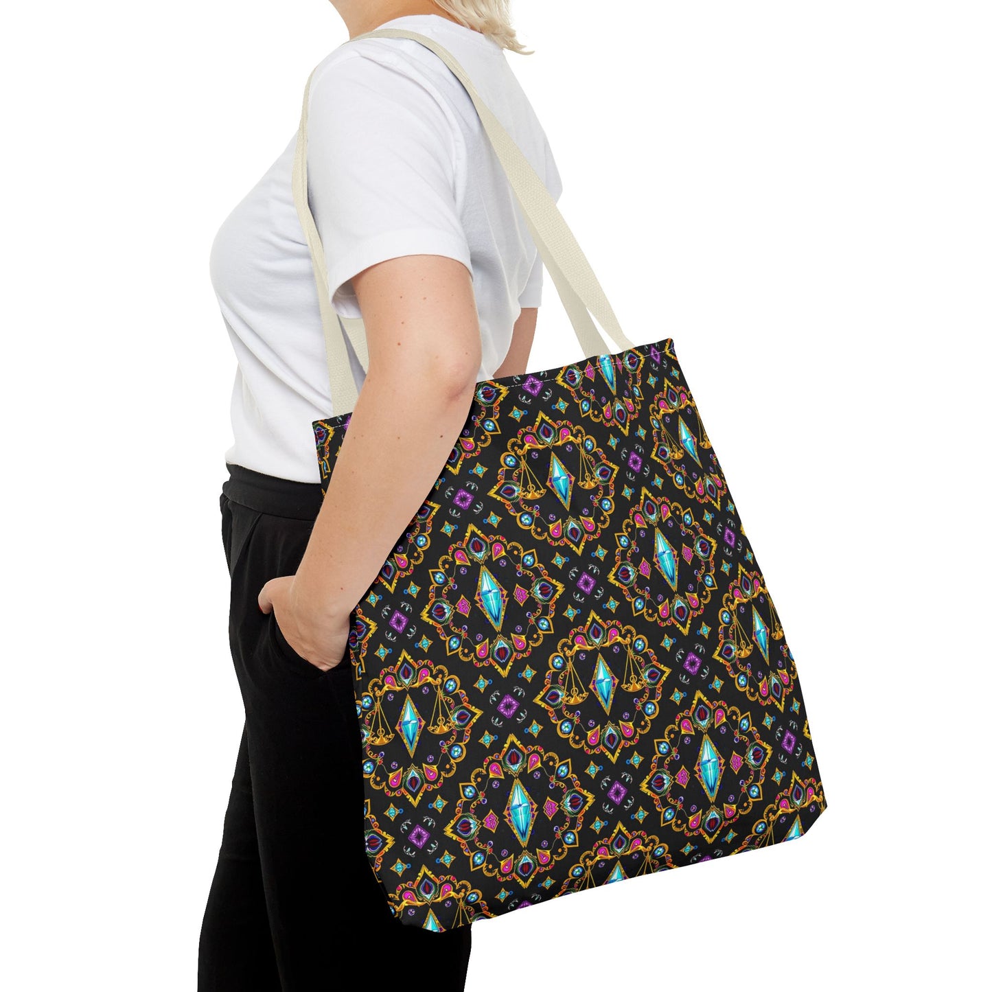 Tote Bag (AOP), Libra, Zodiac v1, Jewel Pattern