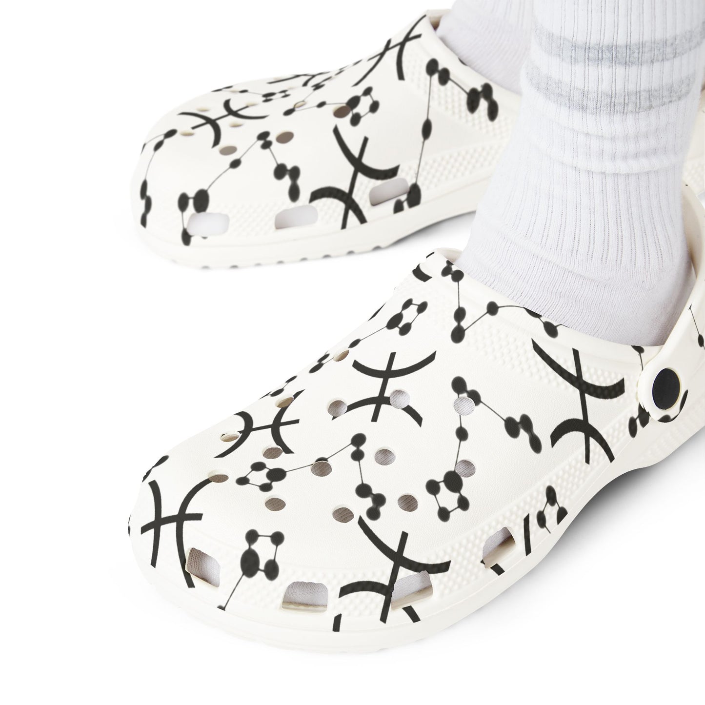 EVA Foam Rubber Shoes (AOP), Material 100% EVA, Pisces Zodiac Design