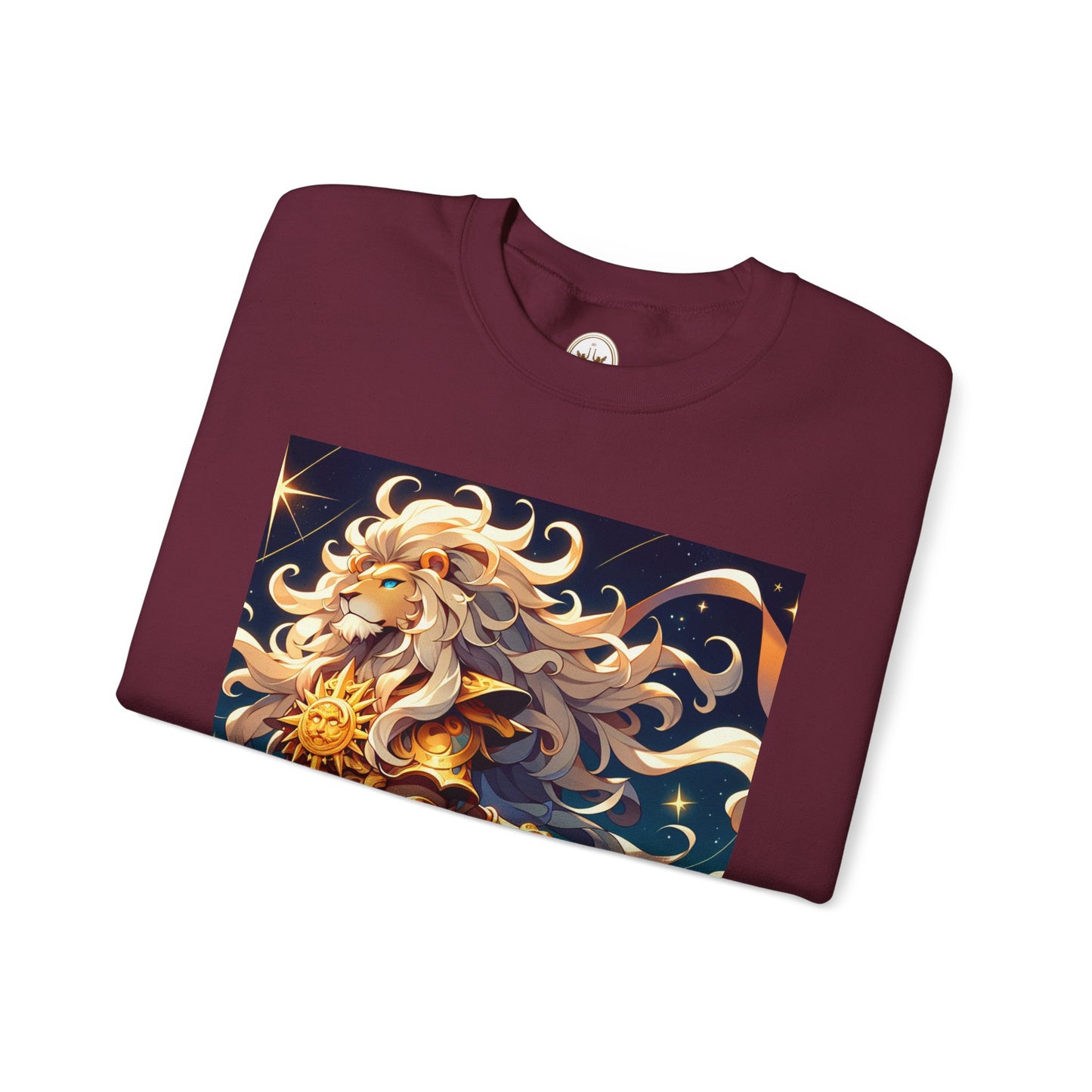 Unisex Heavy Blend™ Crewneck Sweatshirt,Cool Lion with White Hair, Leo Zodiac Design