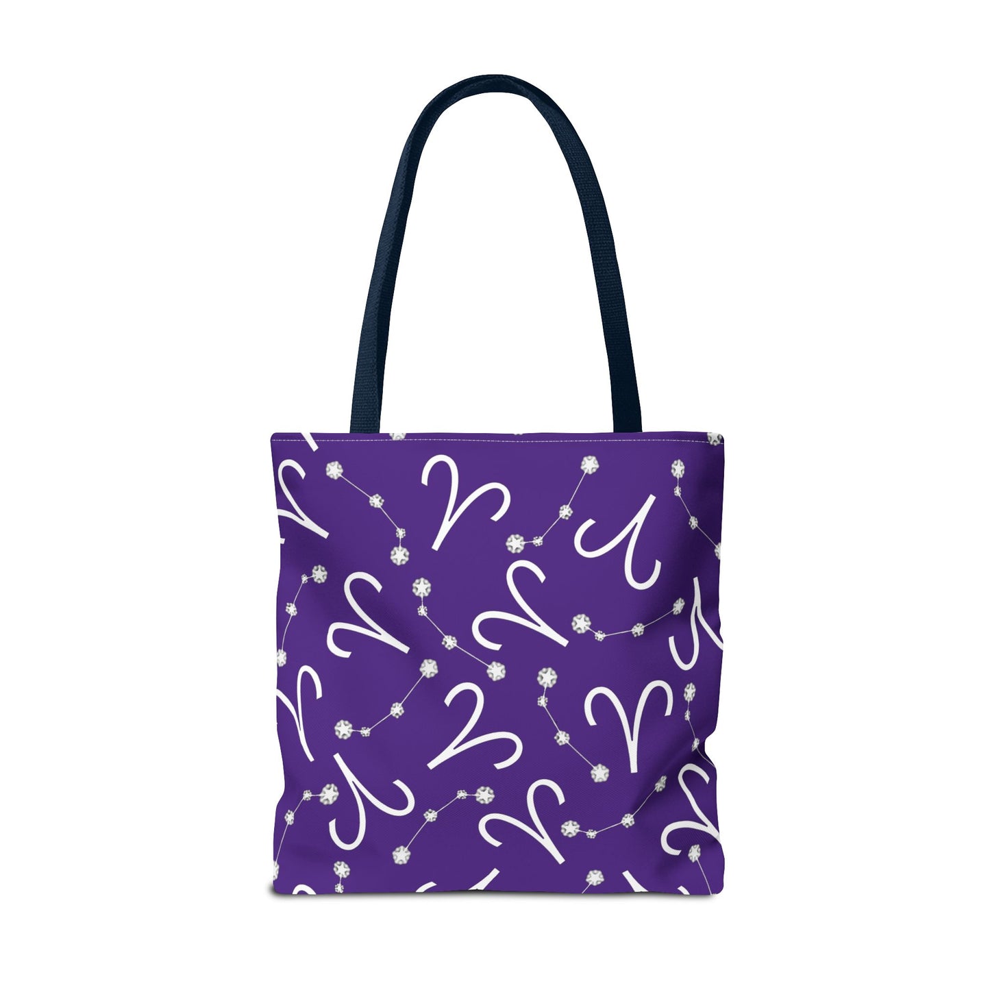 Tote Bag, Aries Zodiac Sign, AOP, (Purple, White)