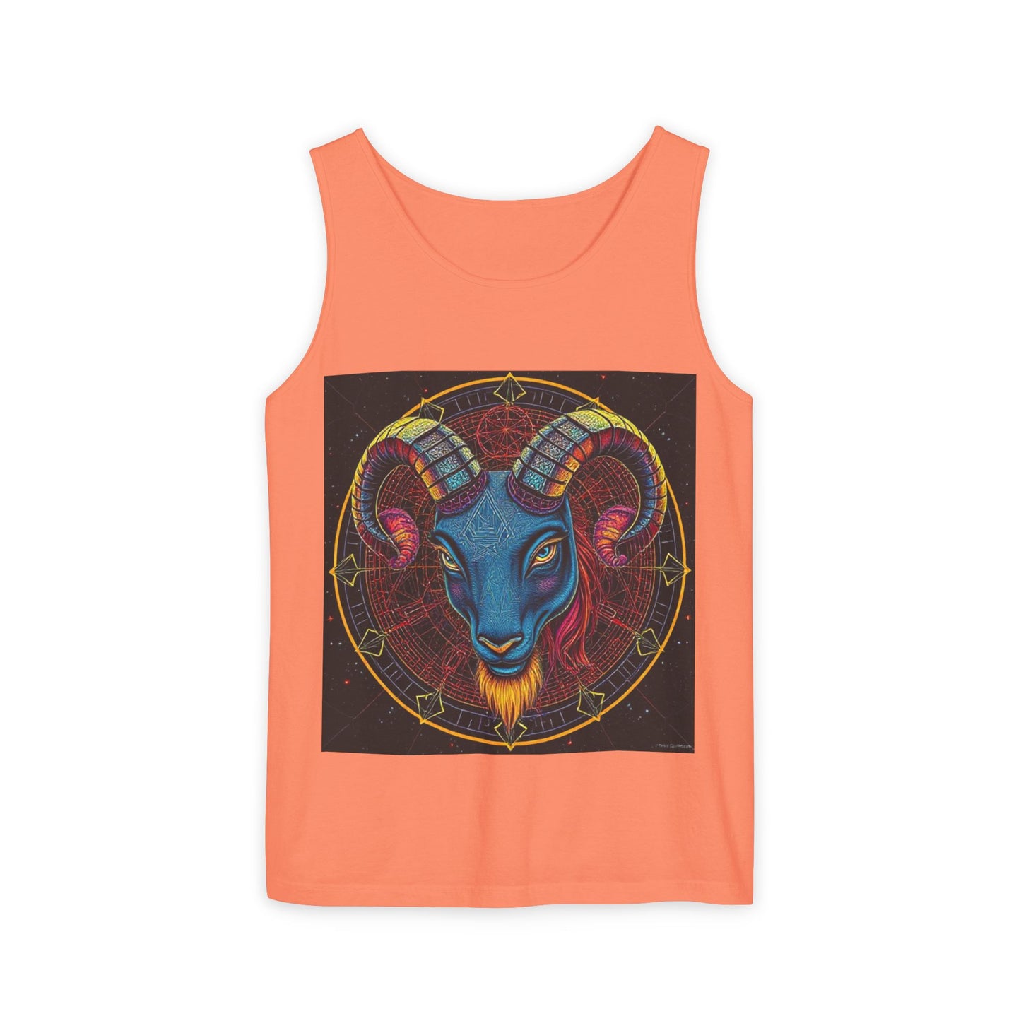 Unisex Garment-Dyed, Tank Top, Aries Design, Pop Art, 100% Ringspun US cotton