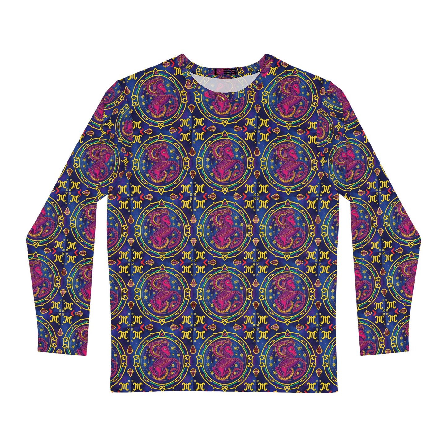 Men's Long Sleeve Shirt, (AOP), Capricorn, Zodiac, Pattern