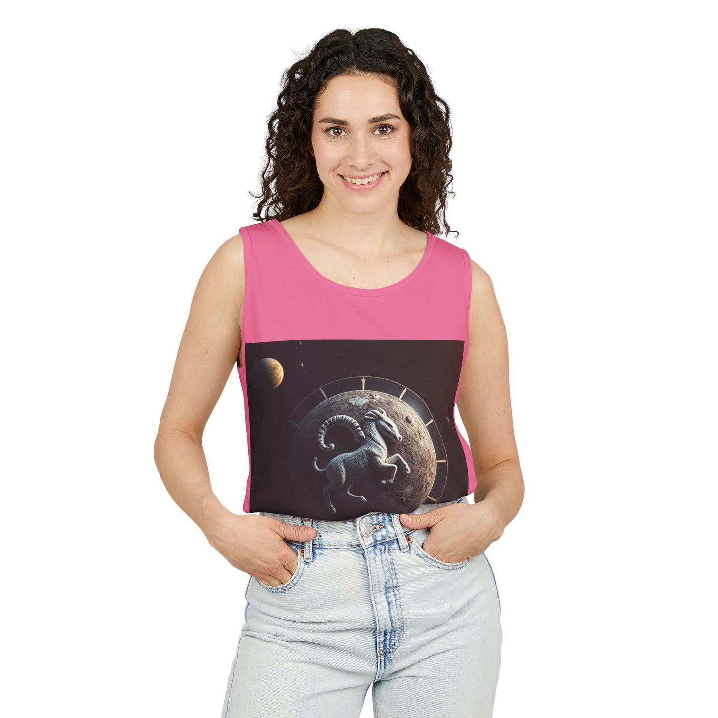 Unisex Garment-Dyed, Tank Top, Aries Design, Planet Animal, 100% Ringspun US cotton