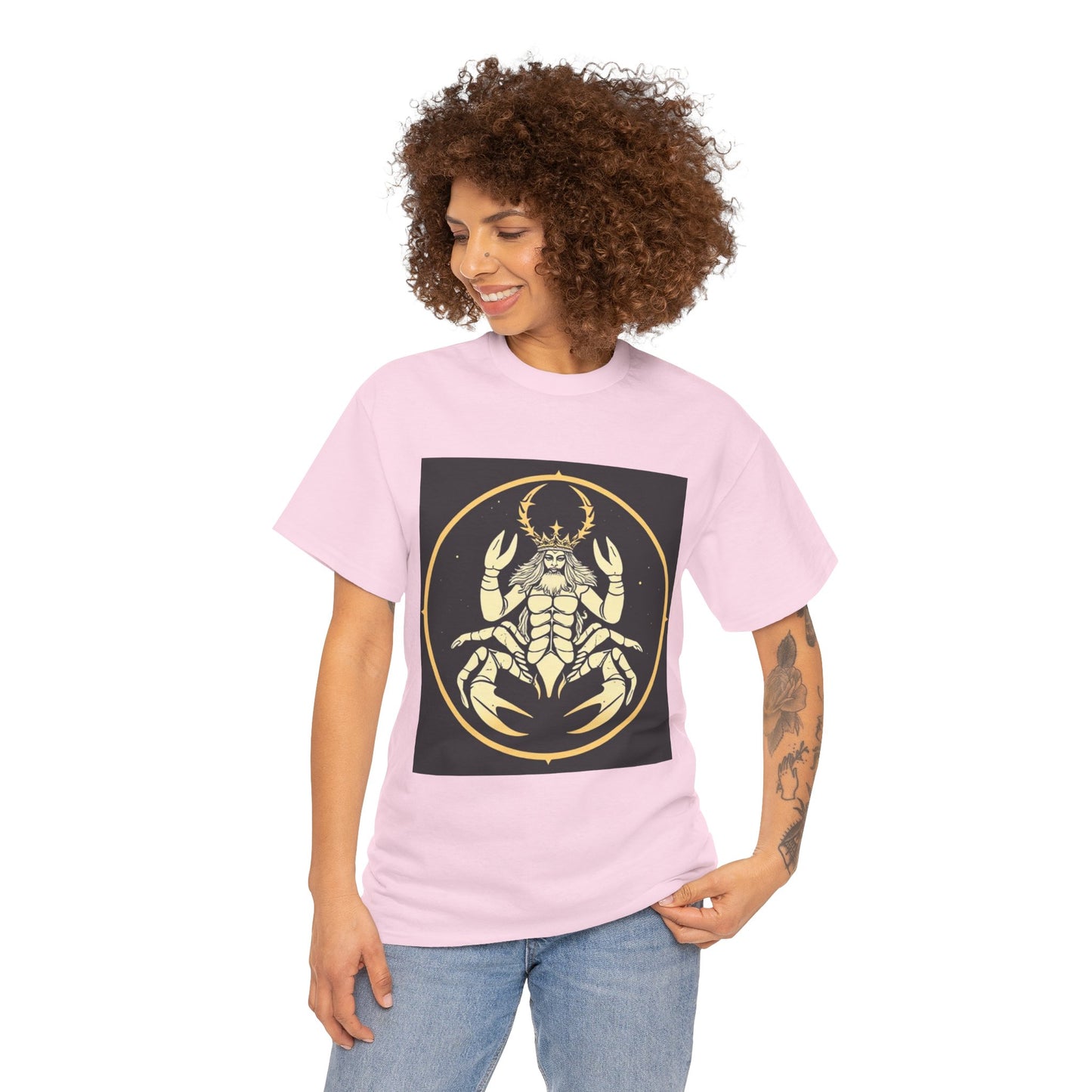Unisex Heavy Cotton T-Shirt, Scorpio King, Print Art, Zodiac Design