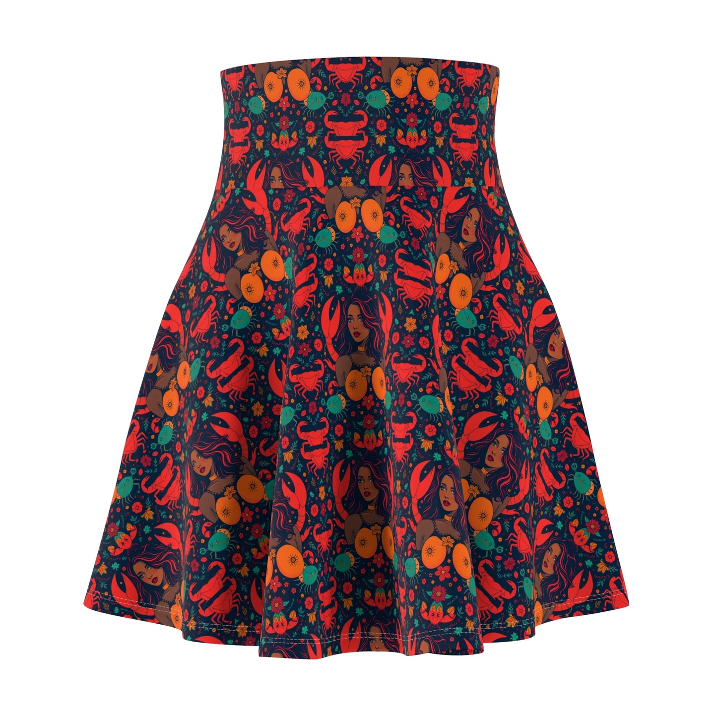 Women's Skater Skirt, (AOP), Cancer, Zodiac v3, Sexy Pattern