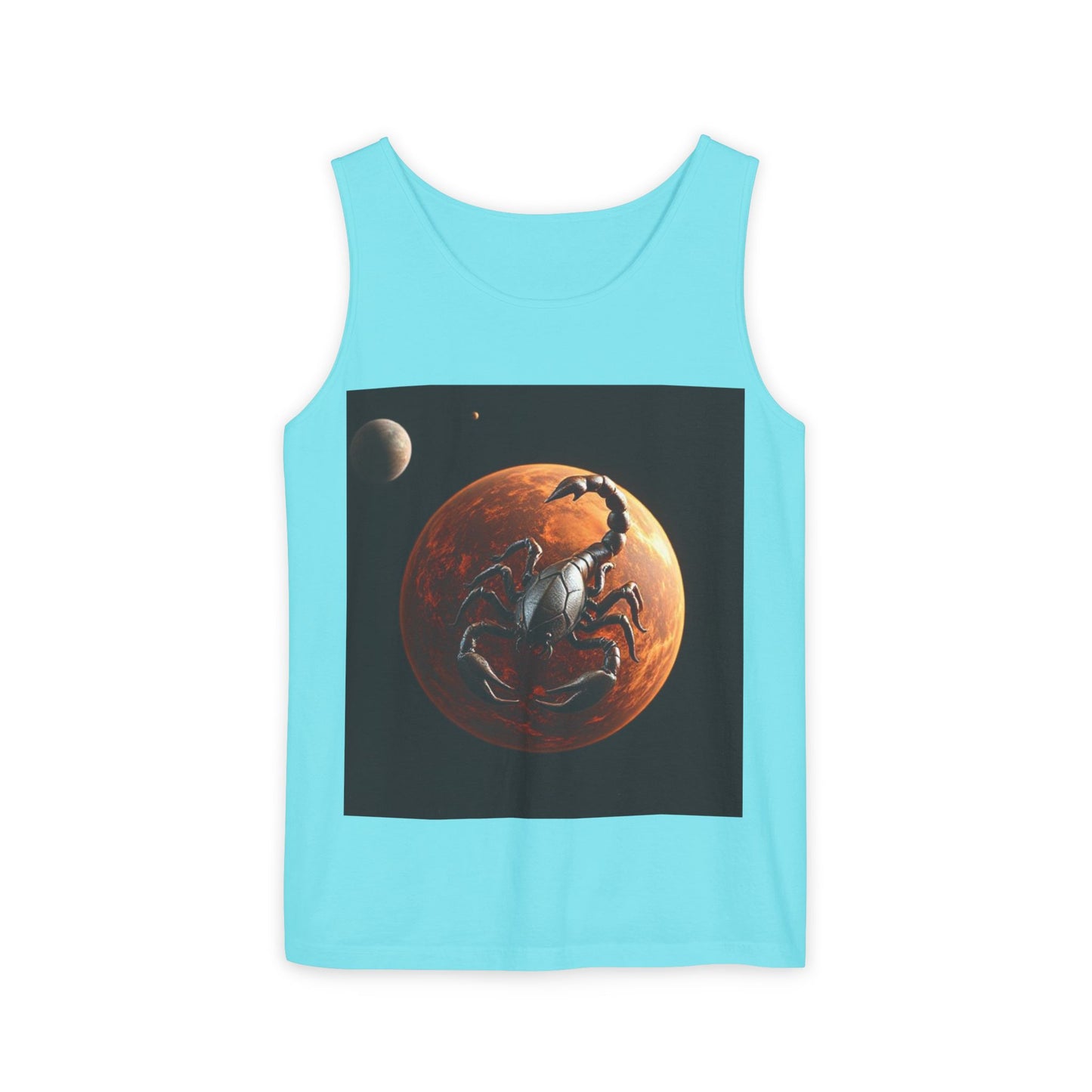 Unisex Garment-Dyed, Tank Top, Scorpio Design, Planet Symbol, 100% US cotton