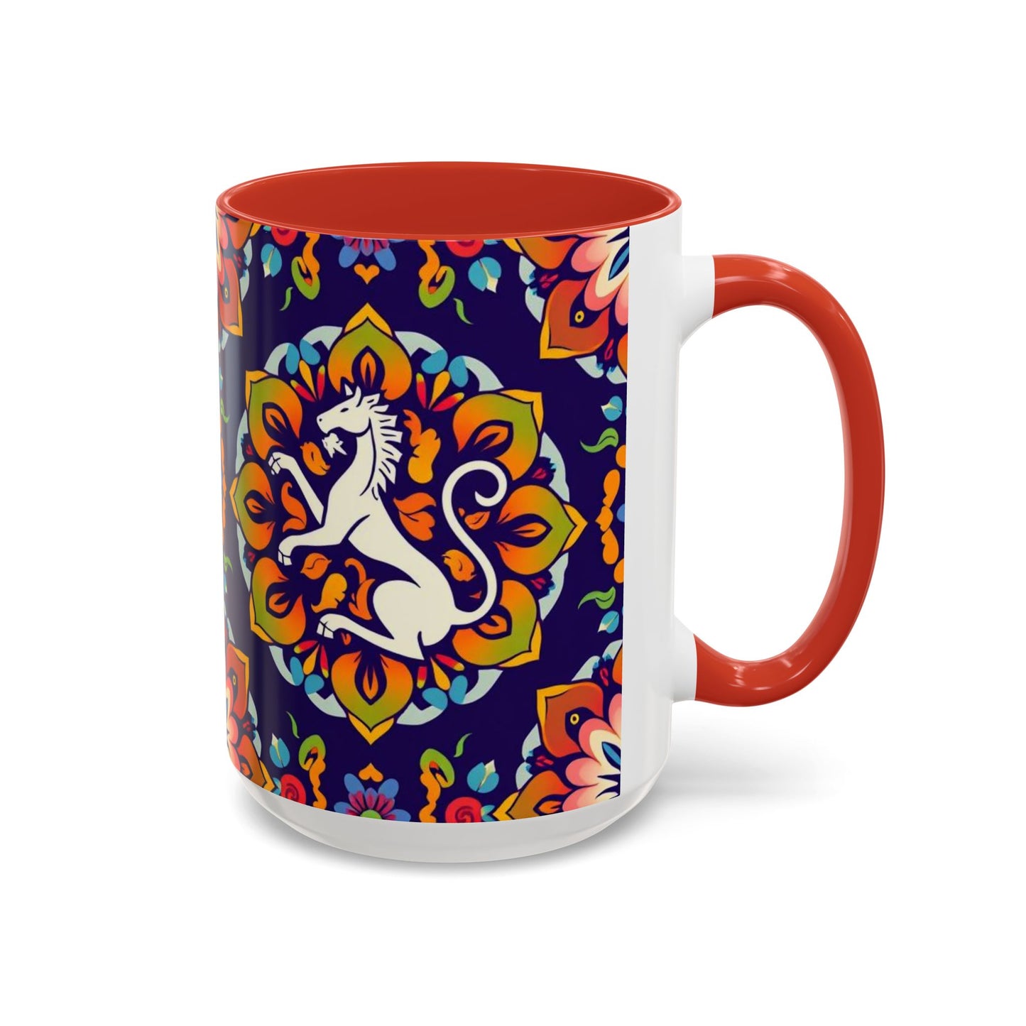 Accent Coffee Mug, Virgo, Zodiac v4. Flower Pattern, (11, 15oz)