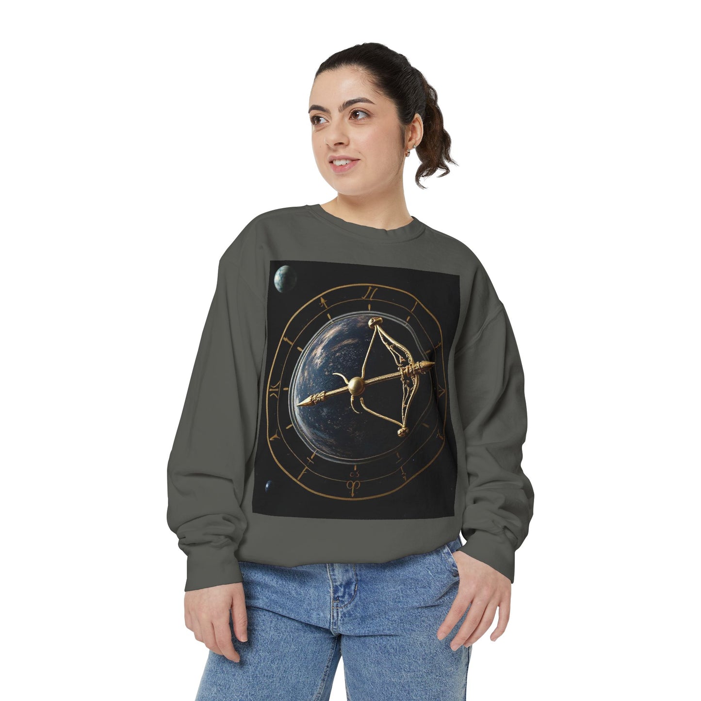 Garment-Dyed Sweatshirt, Unisex, Space Symbol Design v1, Sagittarius