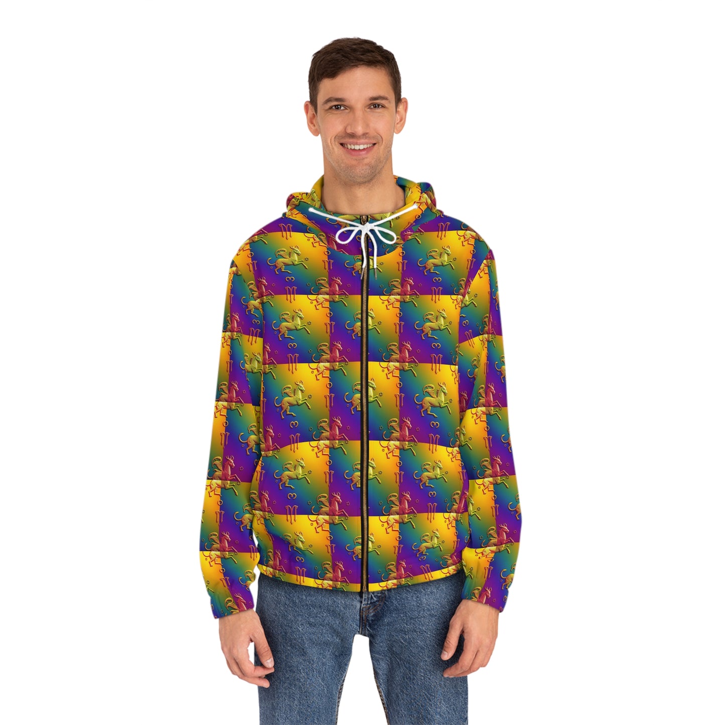 Full-Zip Hoodie (AOP), Virgo, Zodiac, Pattern