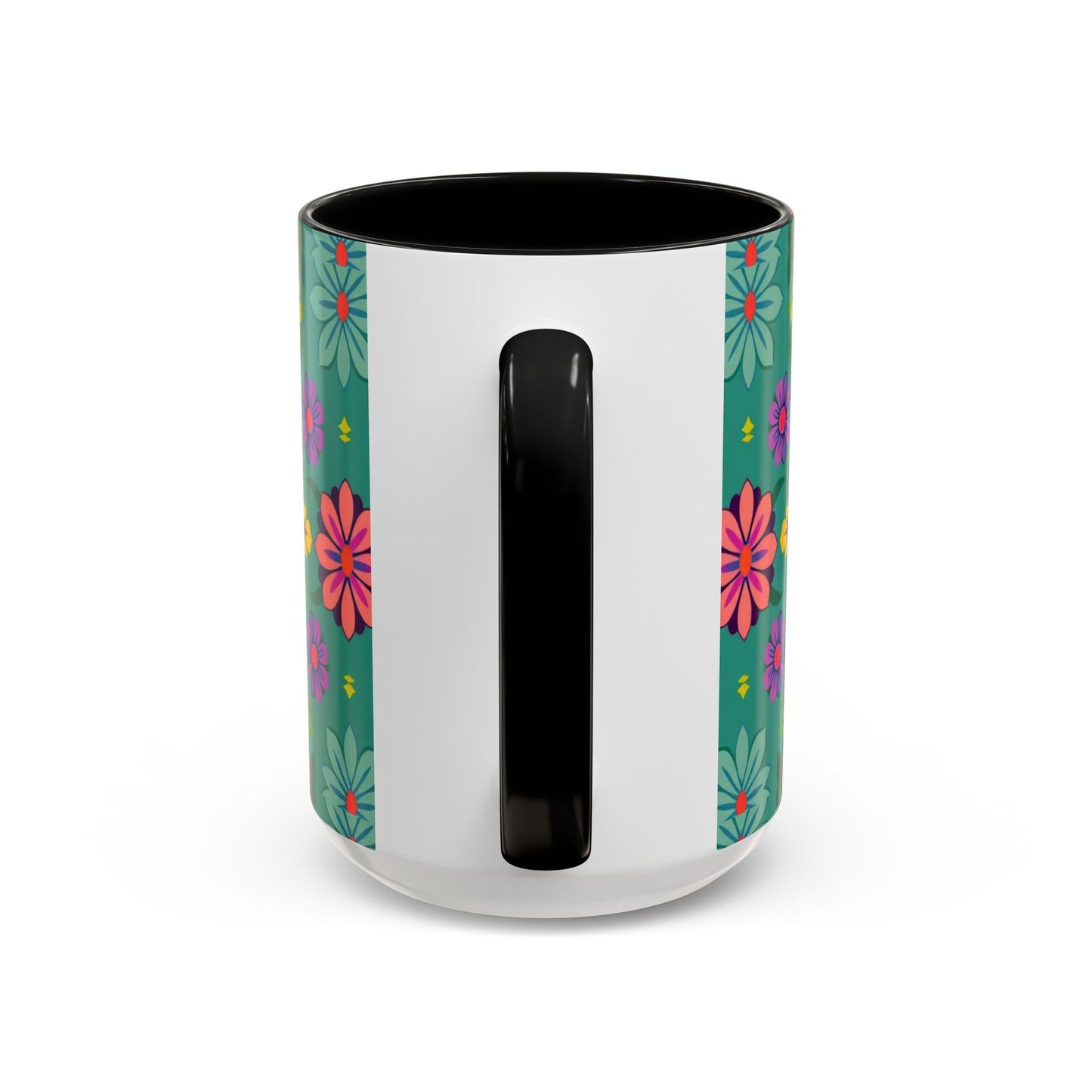 Accent Coffee Mug, Aquarius, Zodiac v3, Flower Pattern, (11, 15oz)