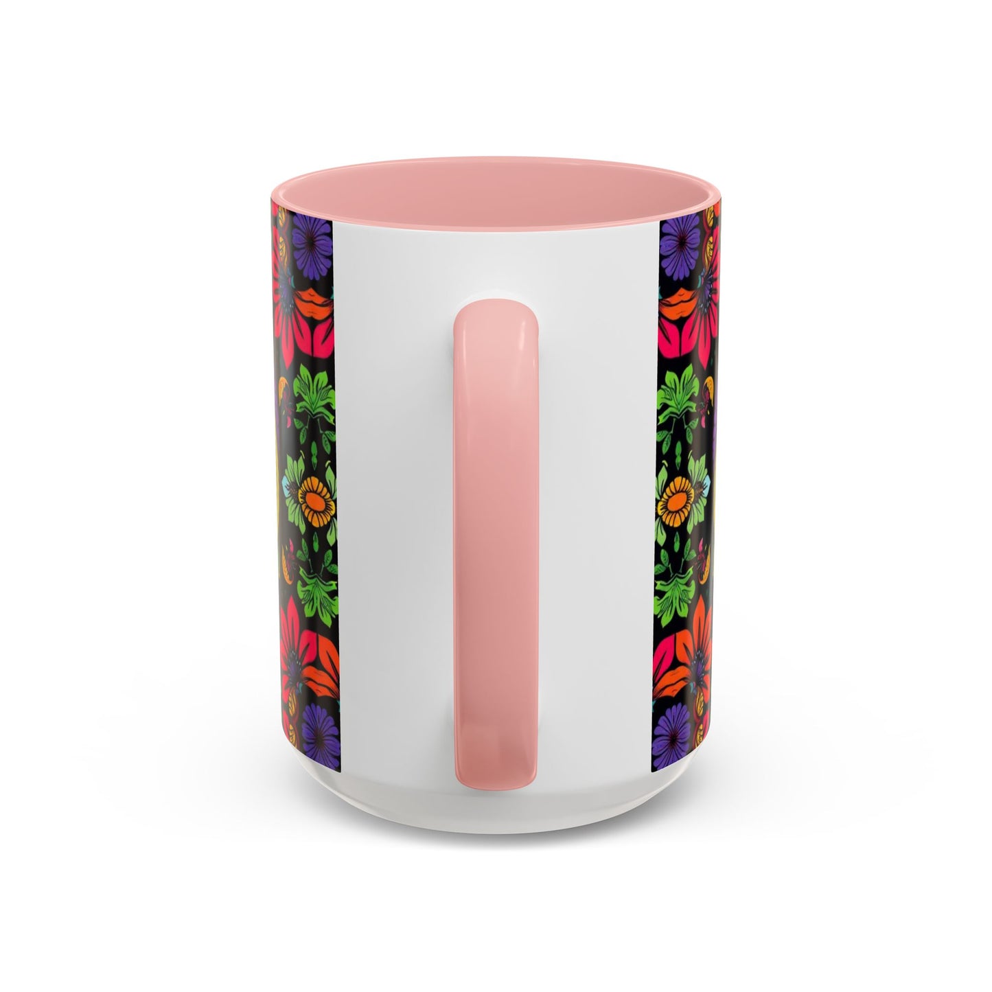 Accent Coffee Mug, Pisces, Zodiac v3, Flower Pattern, (11, 15oz)