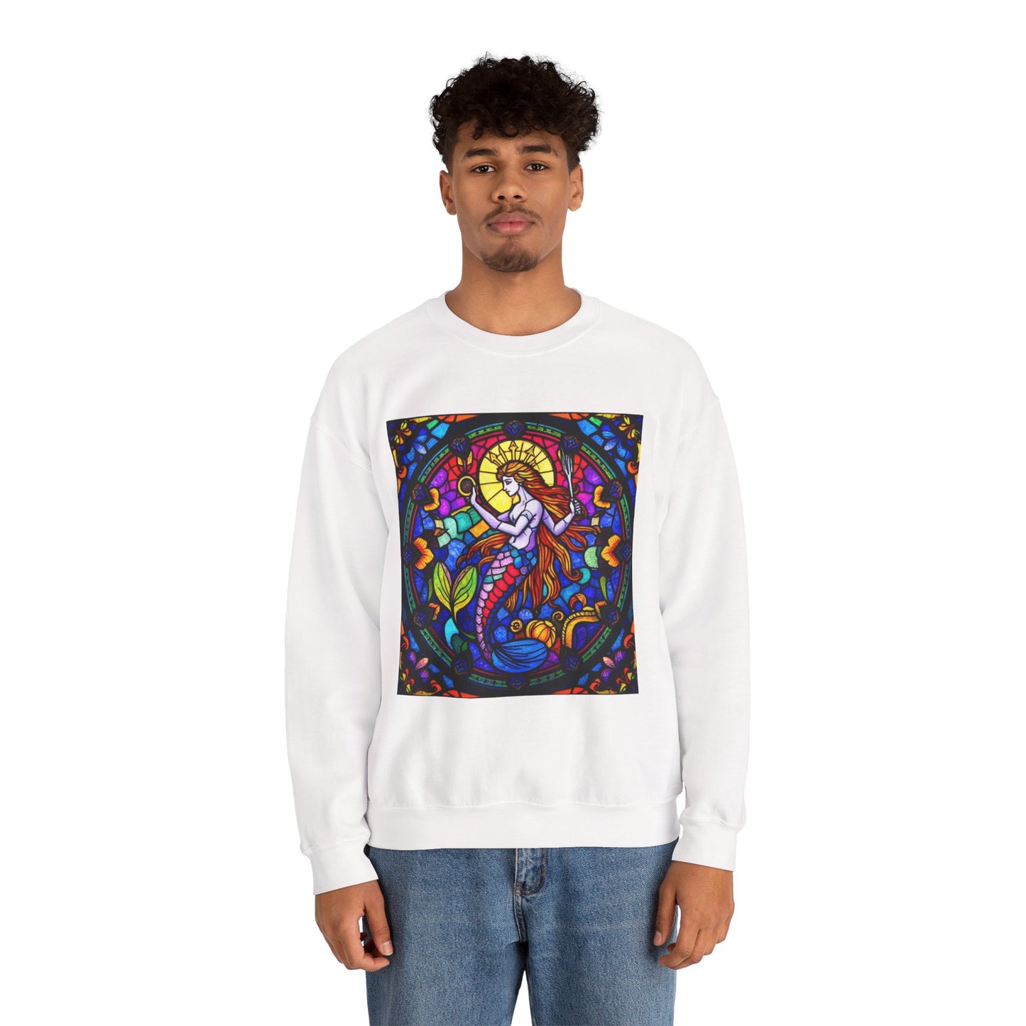 Unisex Heavy Blend™ Crewneck Sweatshirt, Glass 1, Aquarius Zodiac Design