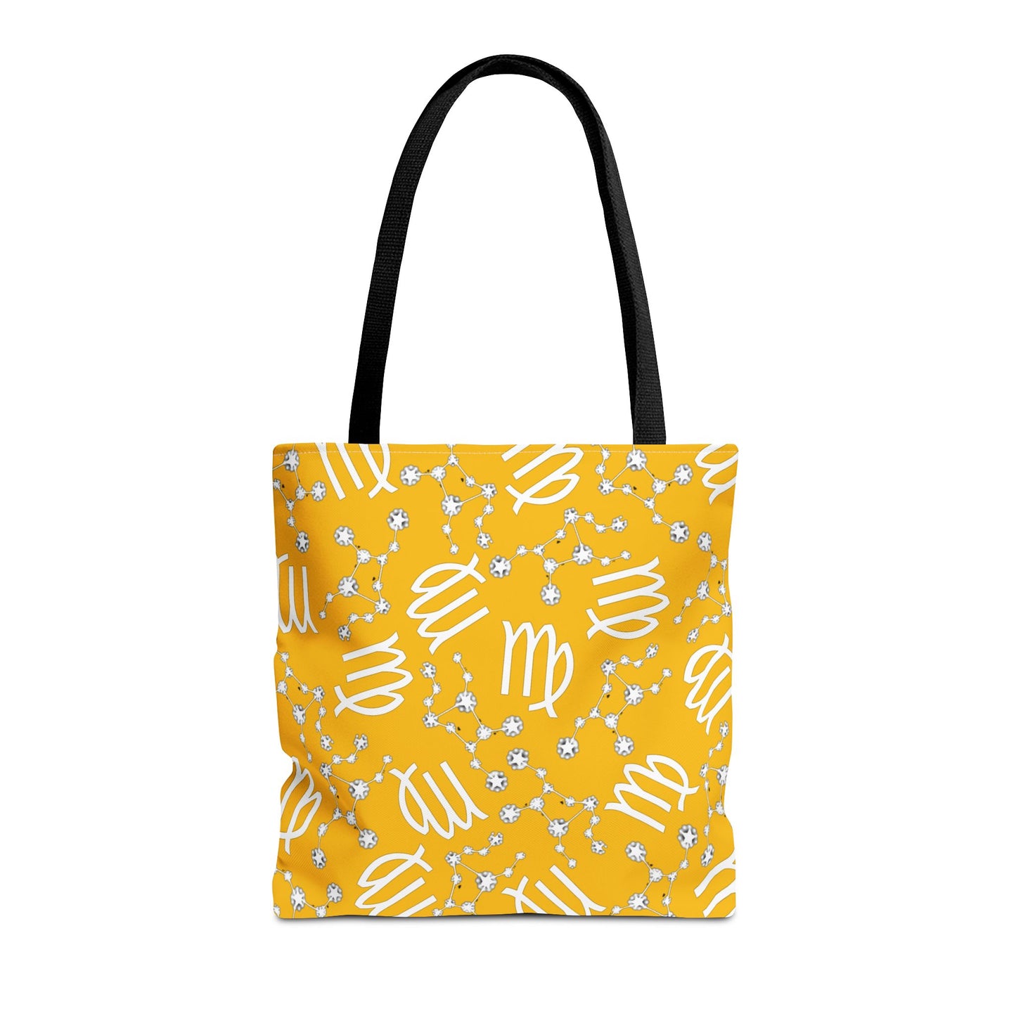 Tote Bag, Virgo Zodiac Sign, AOP, (Yellow White)