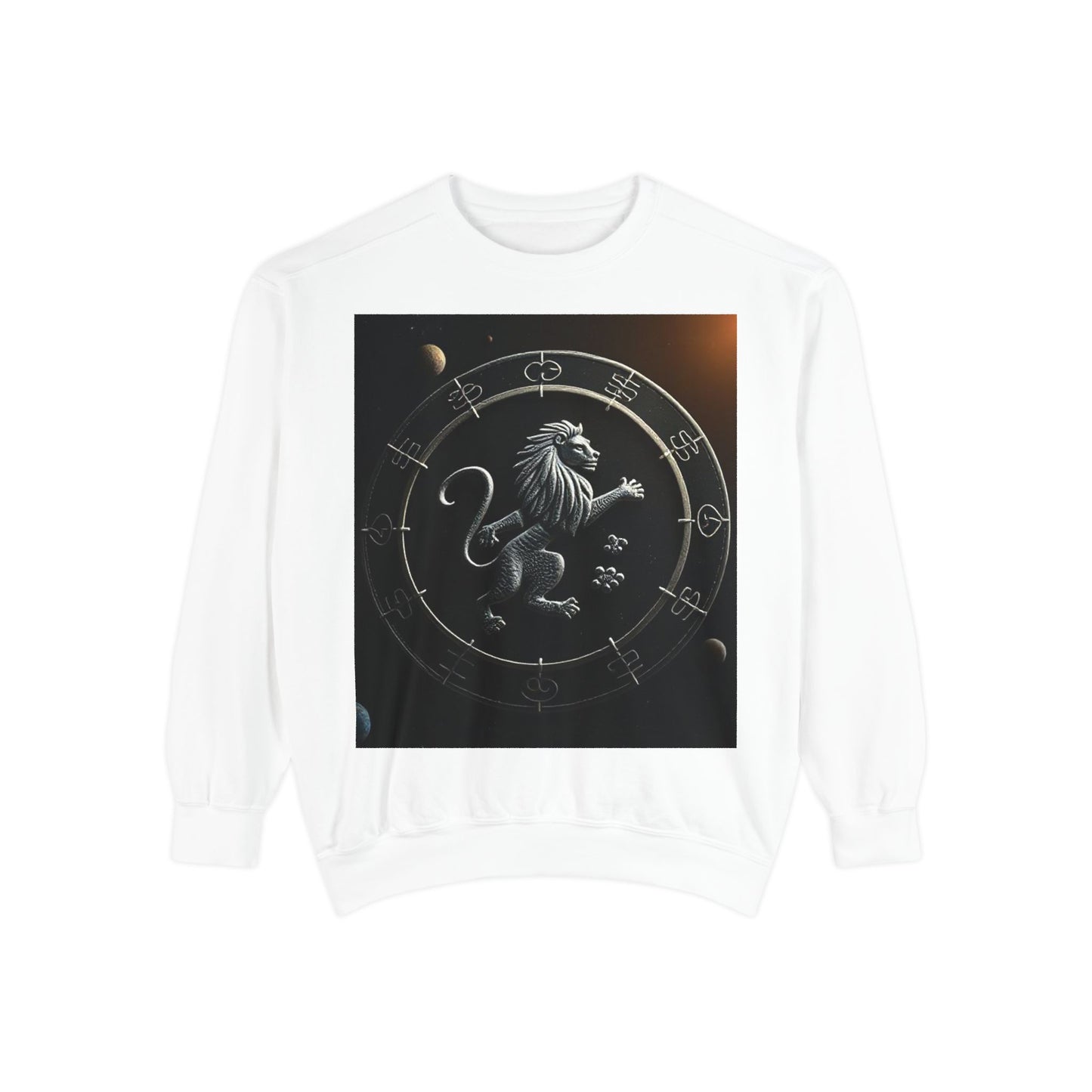 Garment-Dyed Sweatshirt, Unisex, Space Animal Design, Leo
