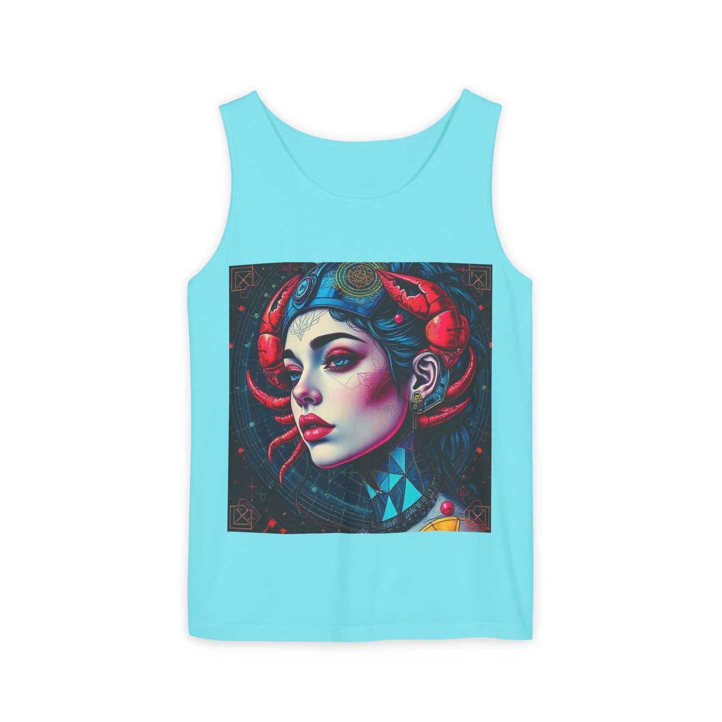 Unisex Garment-Dyed, Tank Top, Cancer, Pop Art v1, 100% US cotton