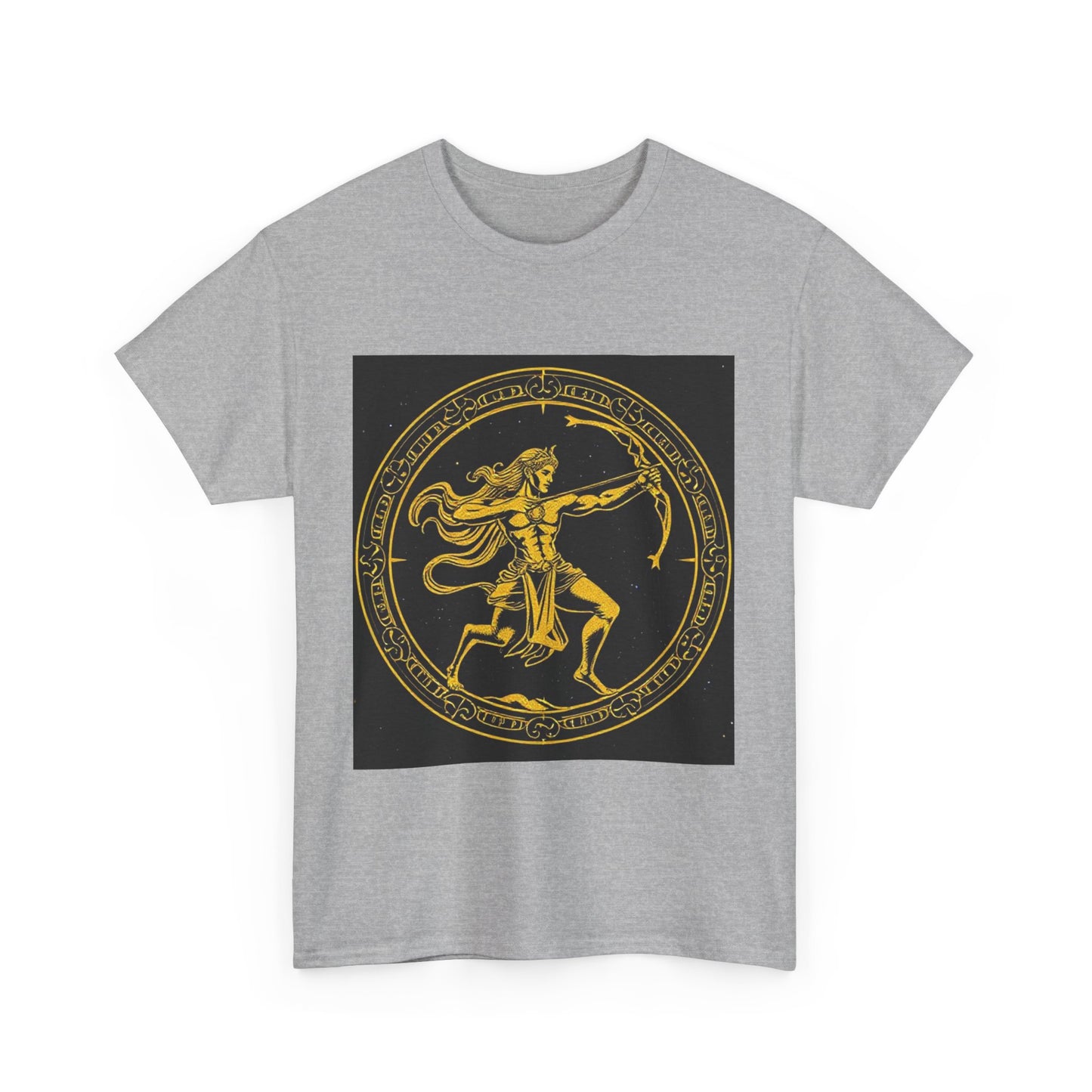 Unisex Heavy Cotton T-Shirt, Mythical Faun/Satyr v1, Sagittarius Zodiac Design