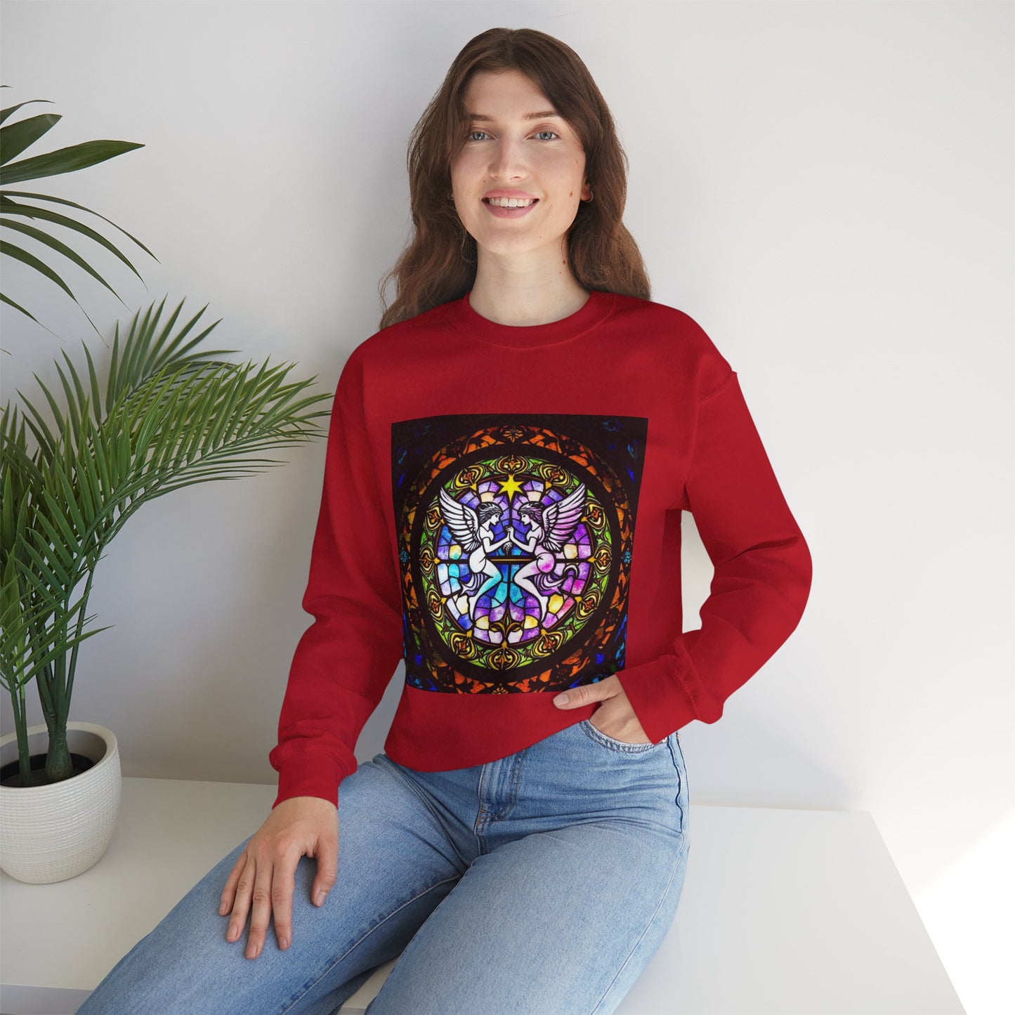 Unisex Heavy Blend™ Crewneck Sweatshirt, Glass 1, Gemini Zodiac Design