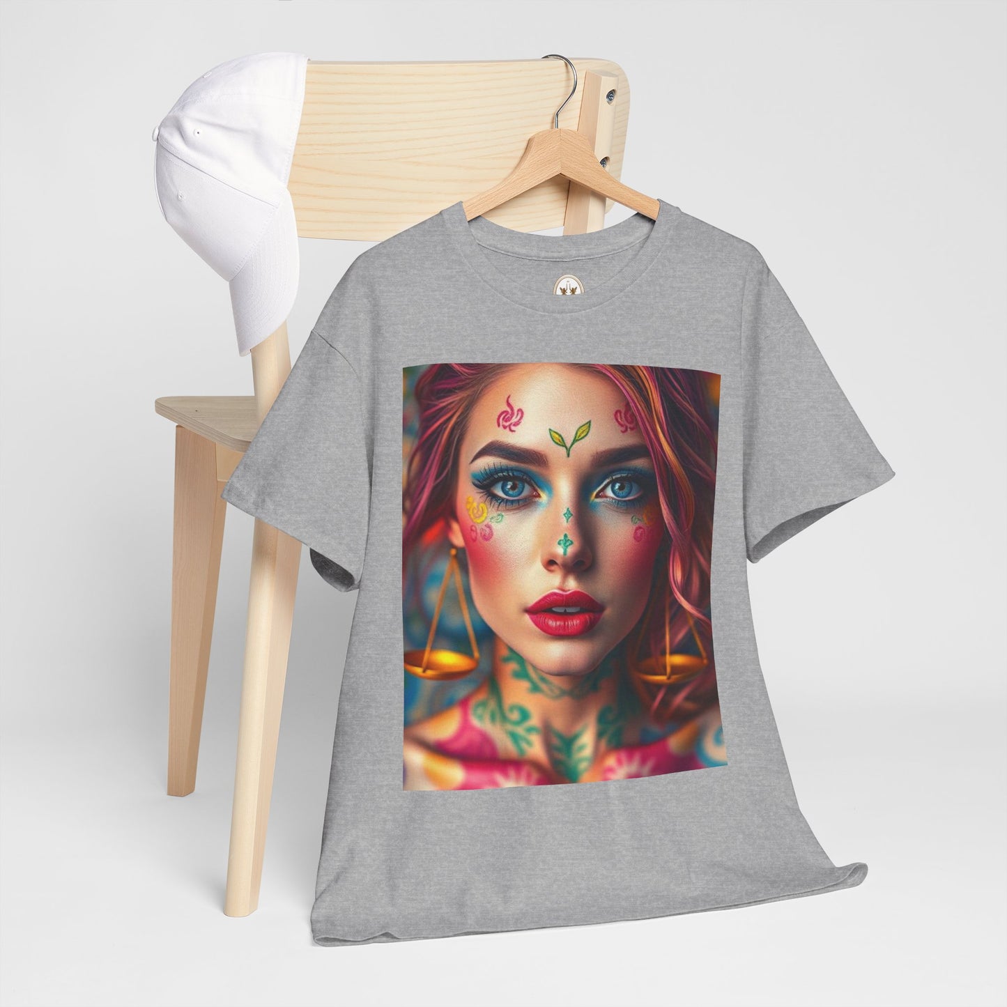 Unisex Heavy Cotton T-Shirt, Libra, Zodiac v1, Sexy Art